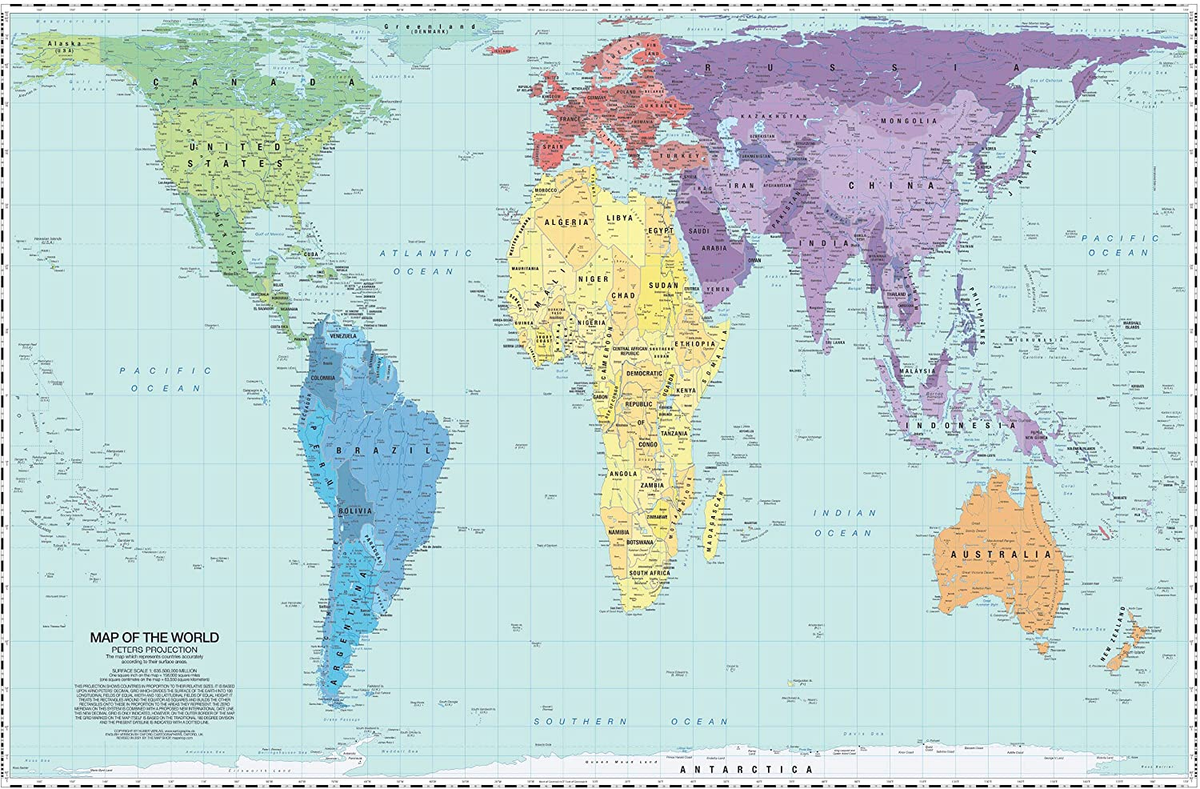 Peters Projection World Map Laminated 24 X 36 Map EBay