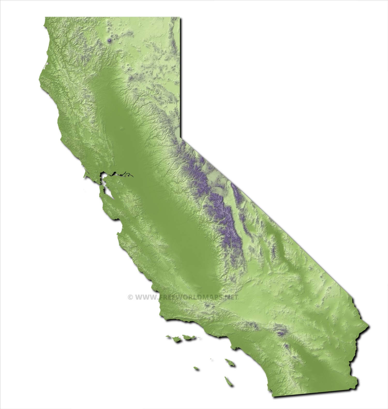 Physical Map Of California
