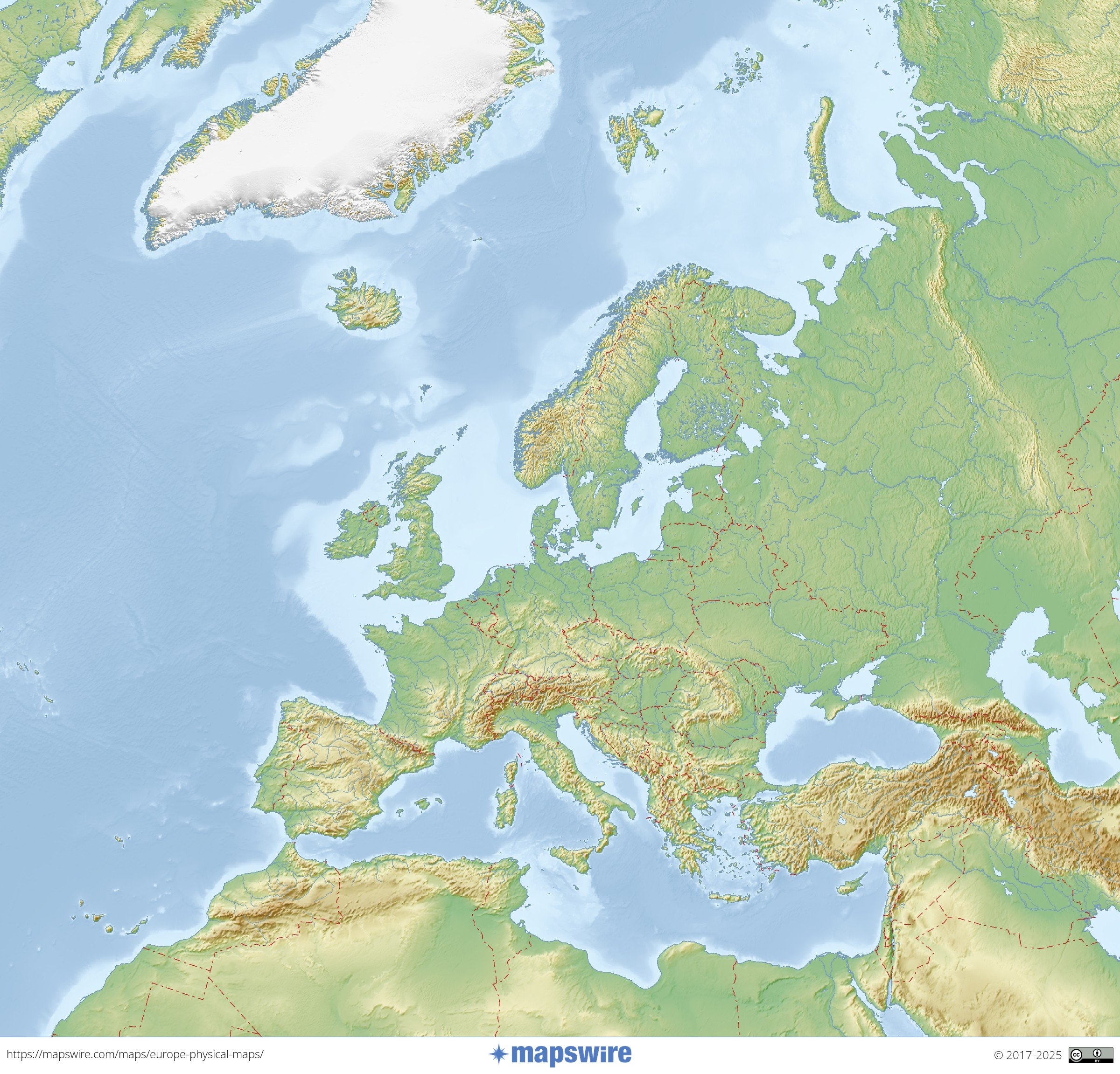 Physical Maps Of Europe Mapswire Physical Maps Of Europe Mapswire