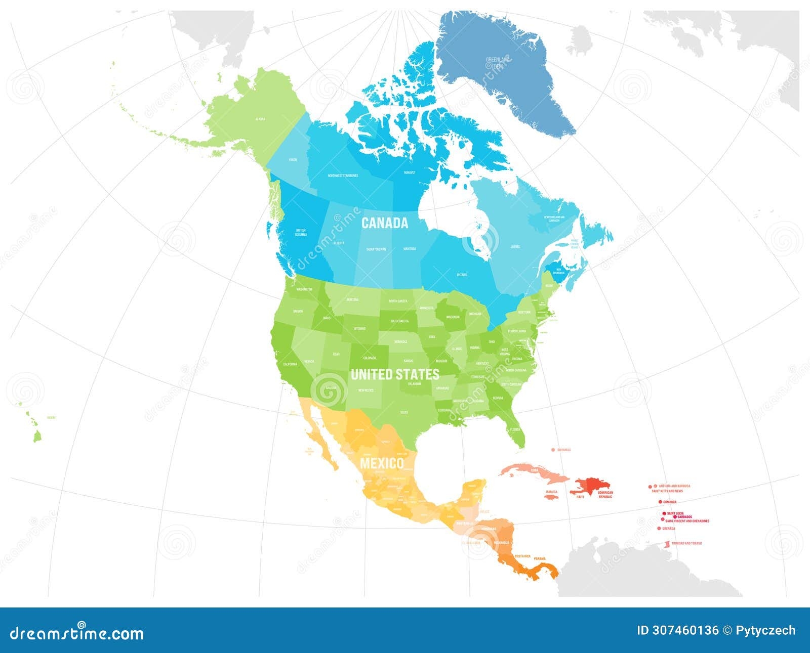 map of the united states and the caribbean
