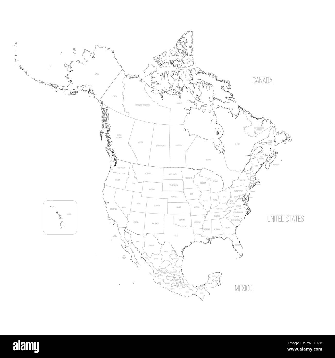 blank north america map