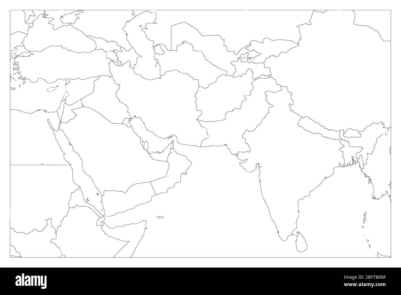 Political Map Of South Asia And Middle East Countries Simple Flat Vector Outline Map Stock Vector Image Art Alamy