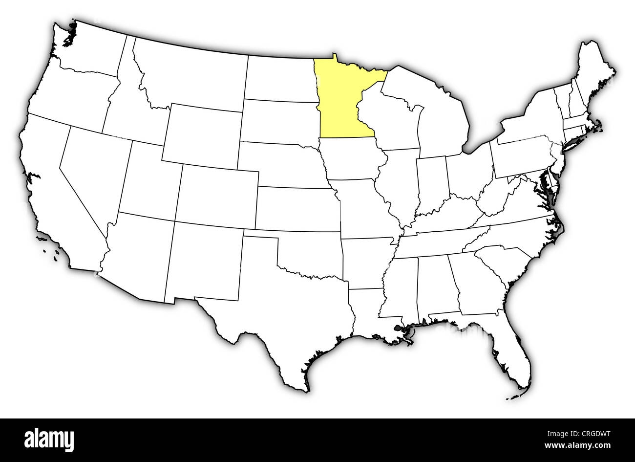 Political Map Of United States With The Several States Where Minnesota Is Highlighted Stock Photo Alamy