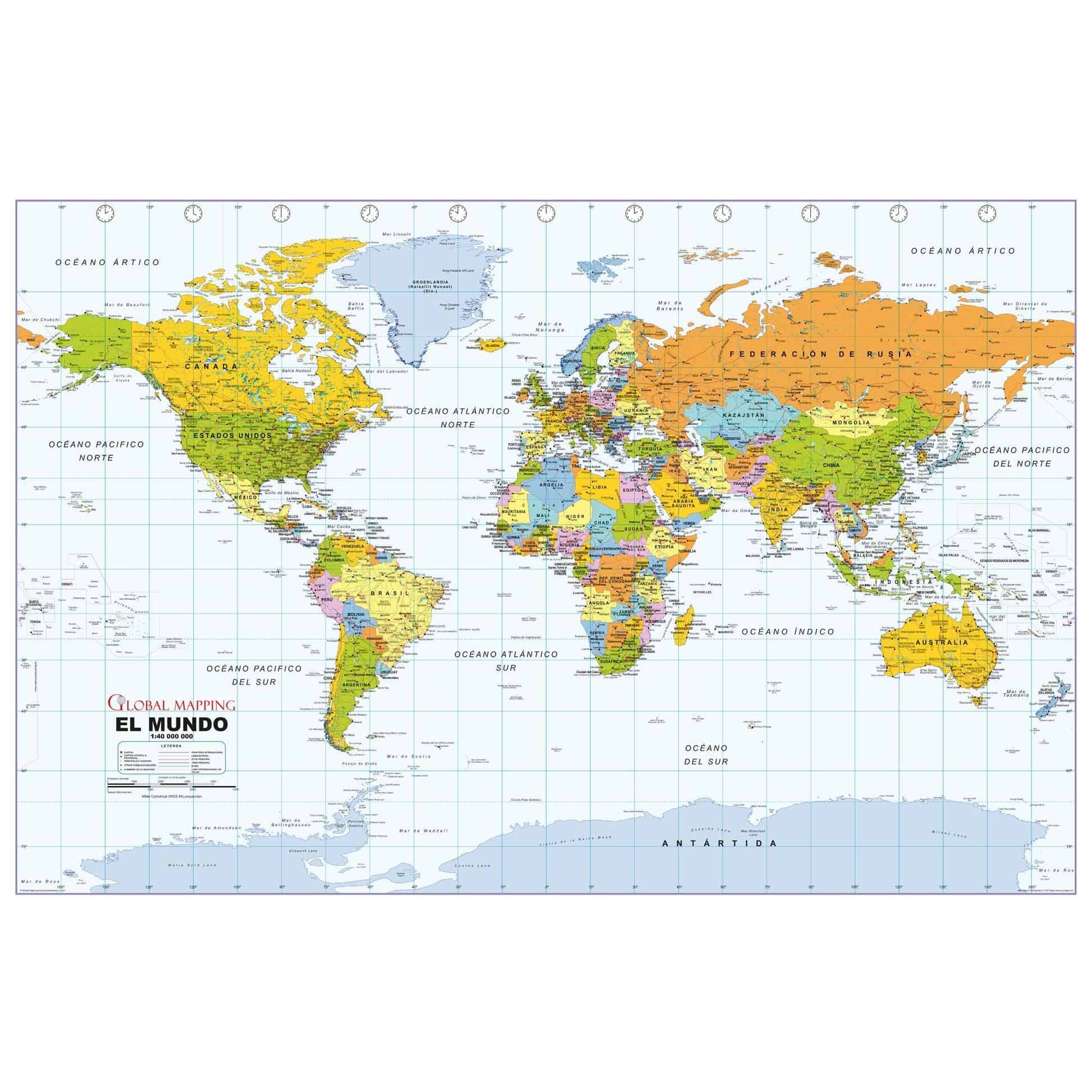Political World Wall Map Spanish Language Global Mapping Political World Wall Map Spanish Language Global Mapping