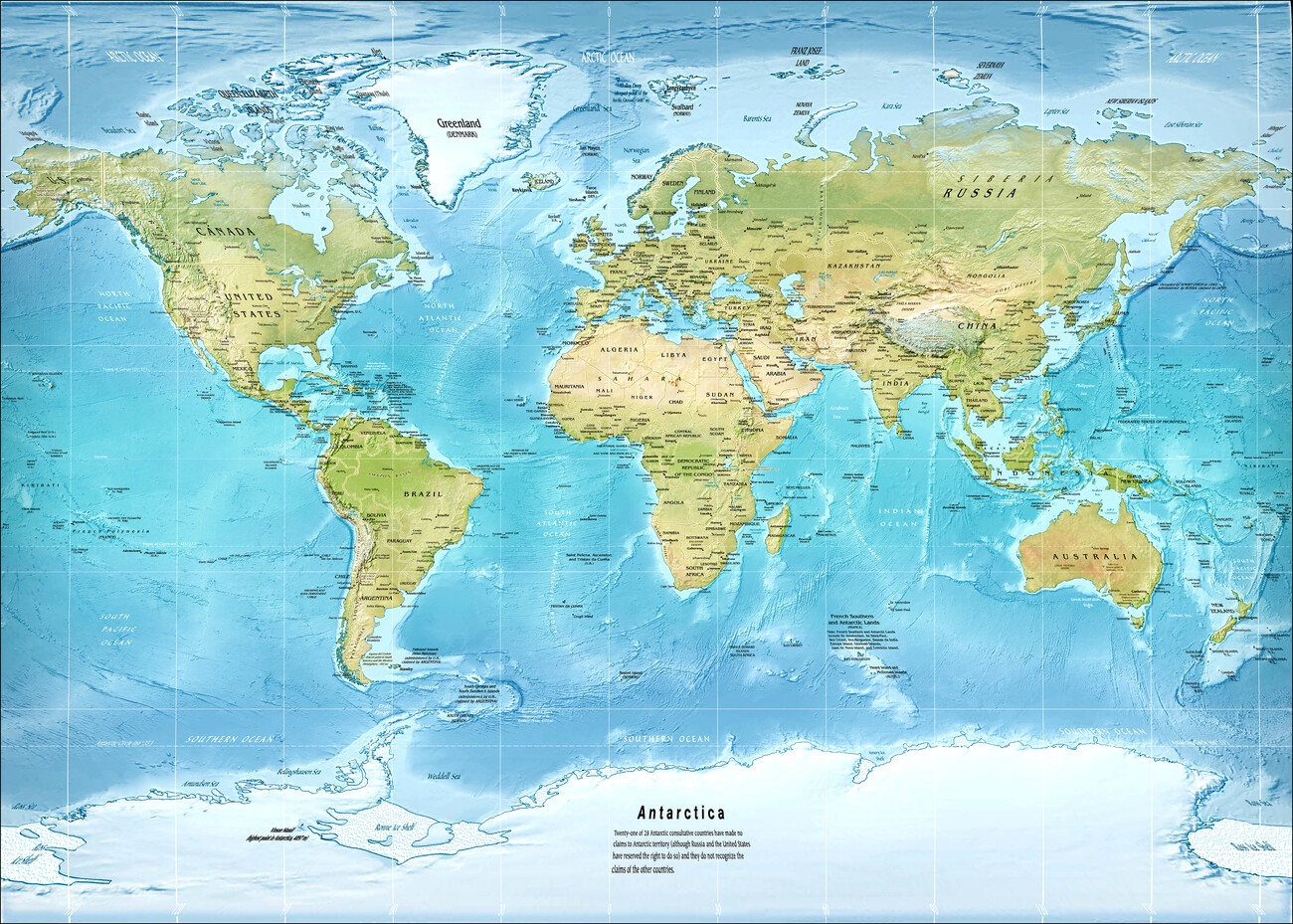 Poster Physical World Map Miller Projection Poster Wall Art 3 1 FREE Abposters