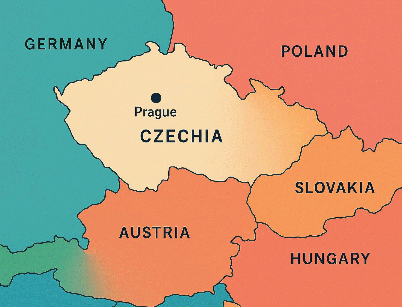 prague on a world map