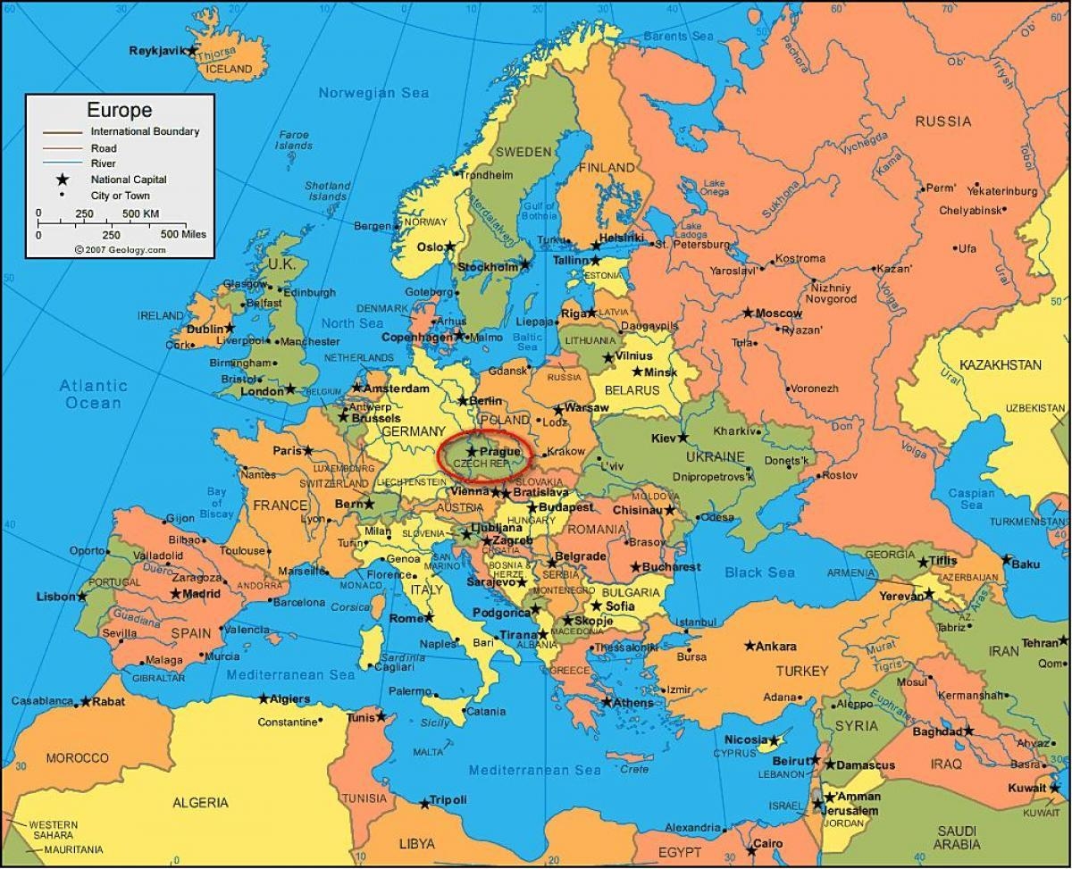 Prague Map Europe Map Of Europe Showing Prague Bohemia Czechia 