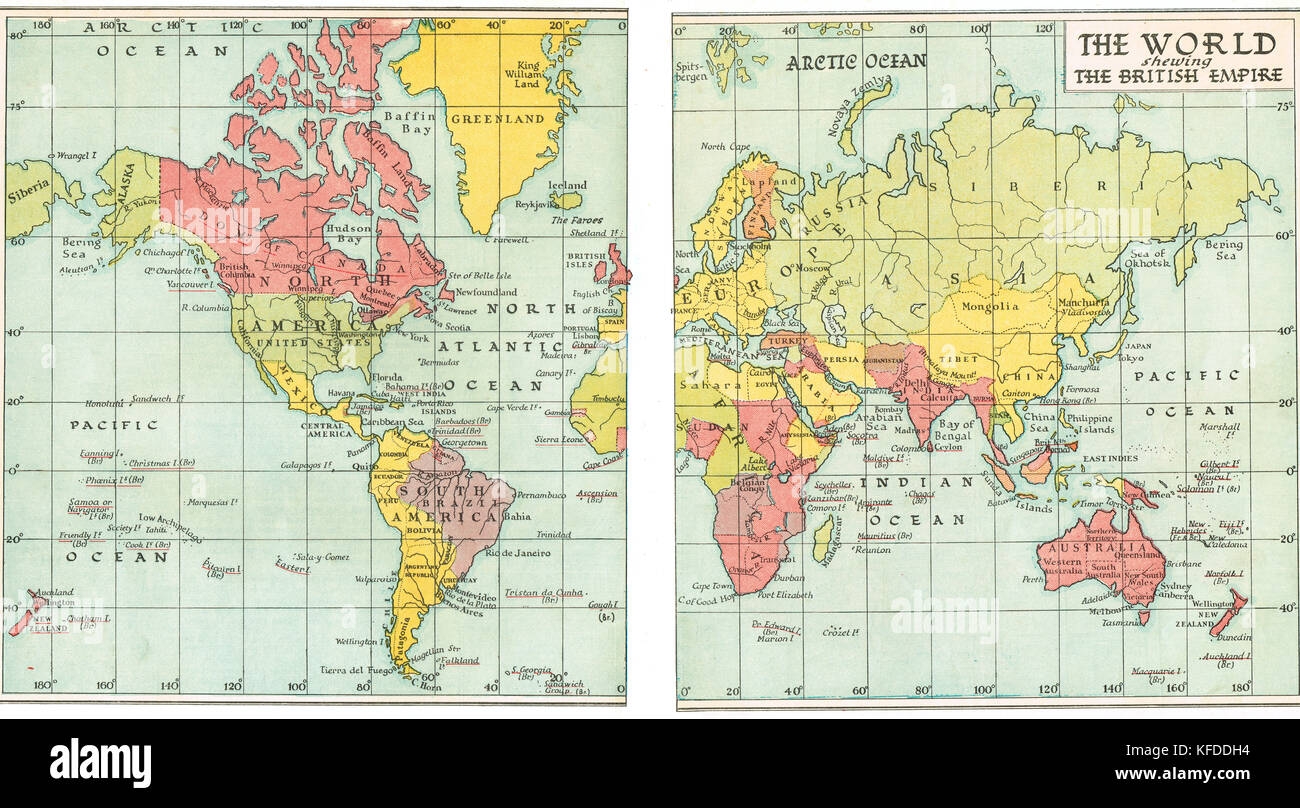 Pre World War 2 Map Of The British Empire In 1935 Stock Photo Alamy