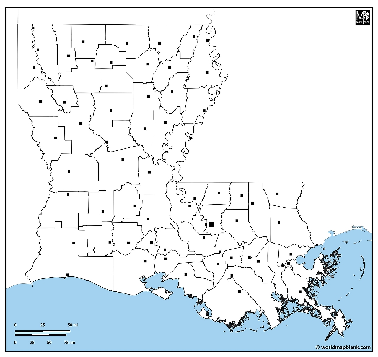 blank louisiana parish map