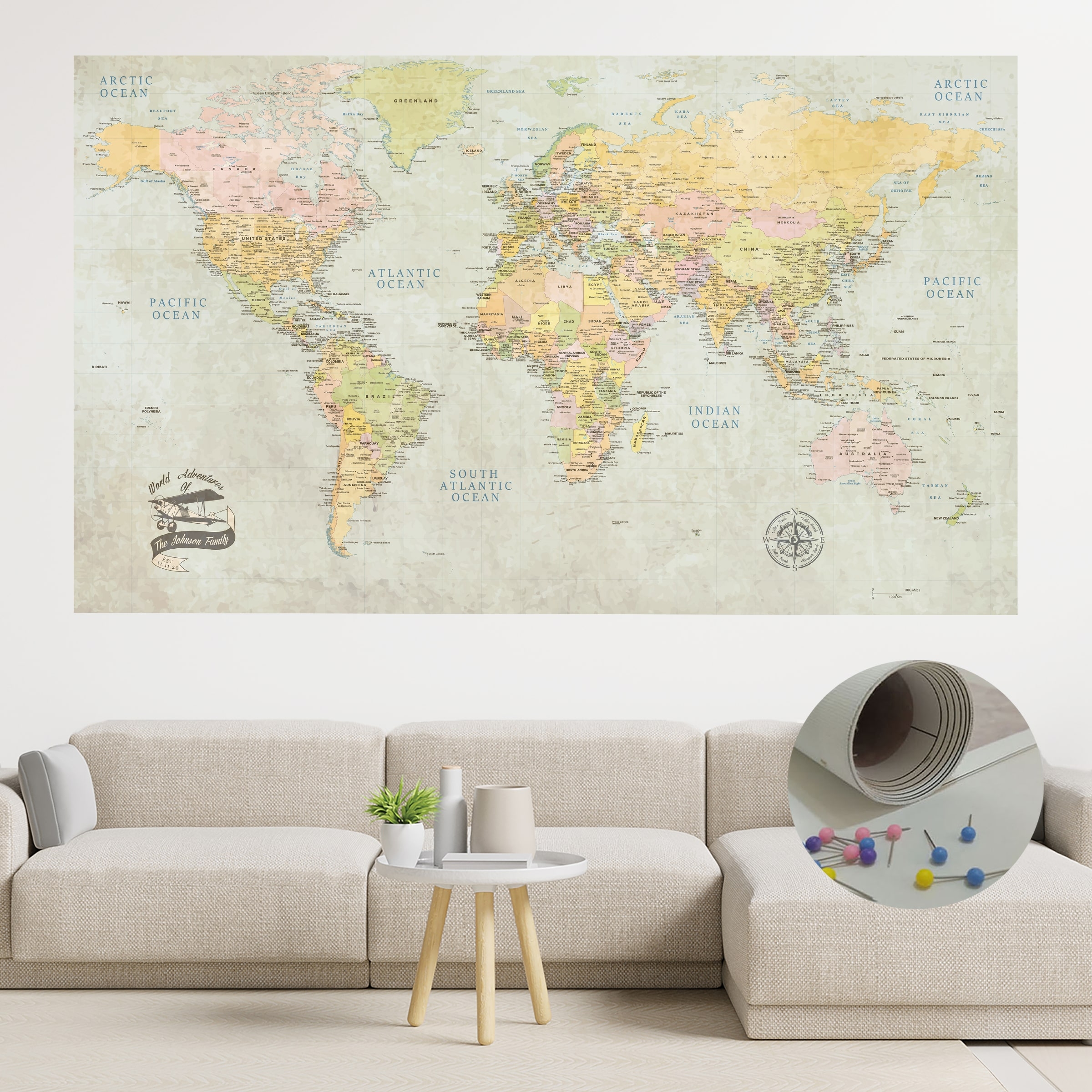 Printable Push Pin Maps Family Travel Map Personalized Push Pin World Map For Your Adventures Canvas Map With Pins For World Map Travel Pin Board