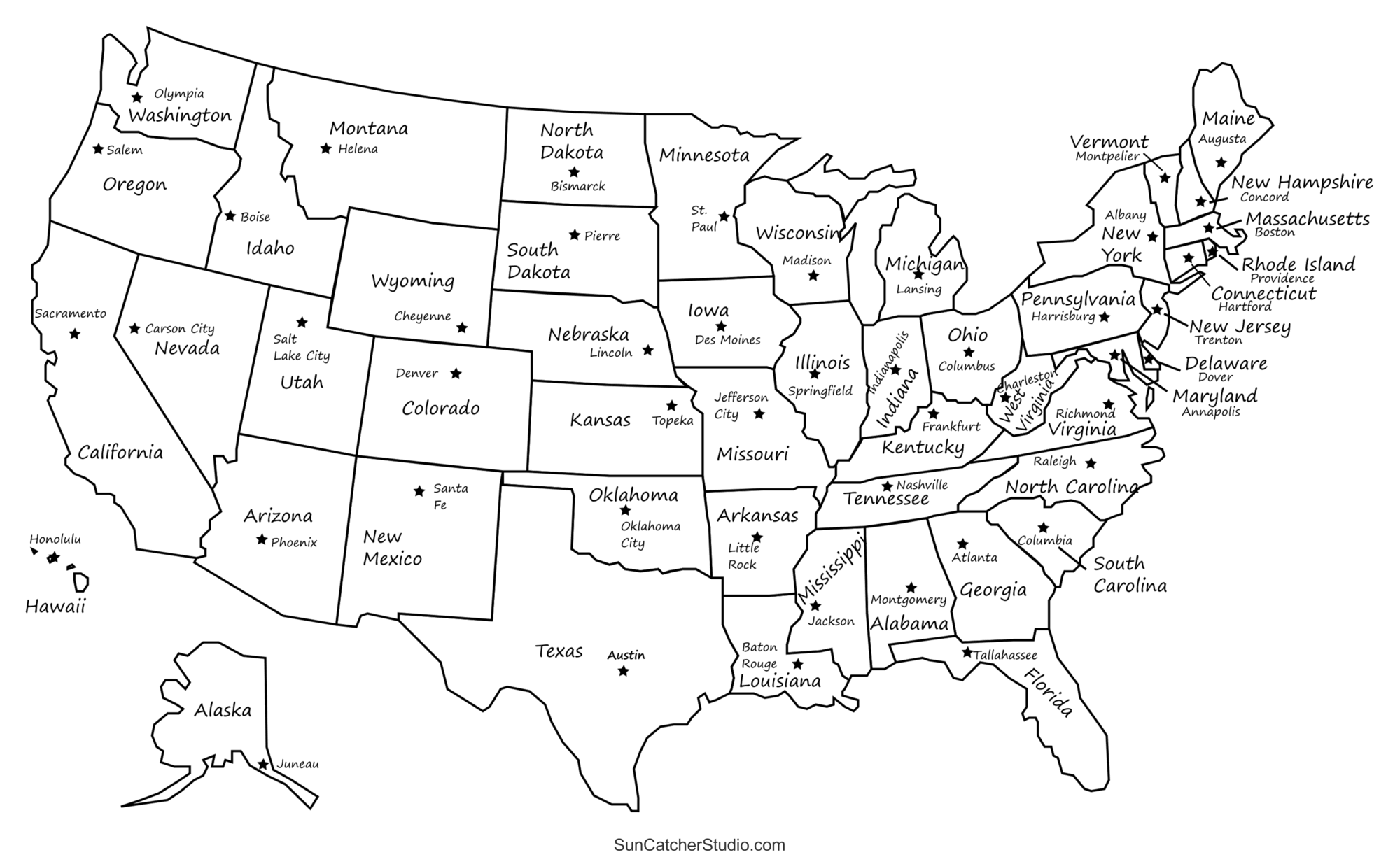 Printable US Maps With States USA United States America DIY Worksheets Library