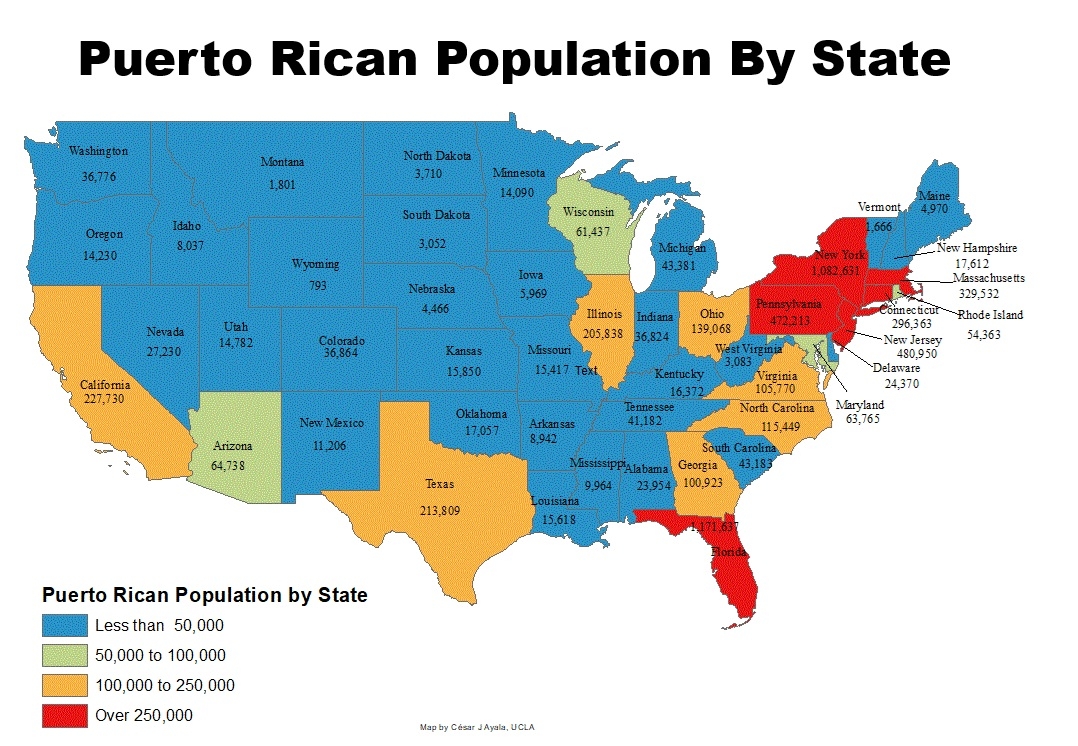 Puerto Rican Population By US State Brilliant Maps