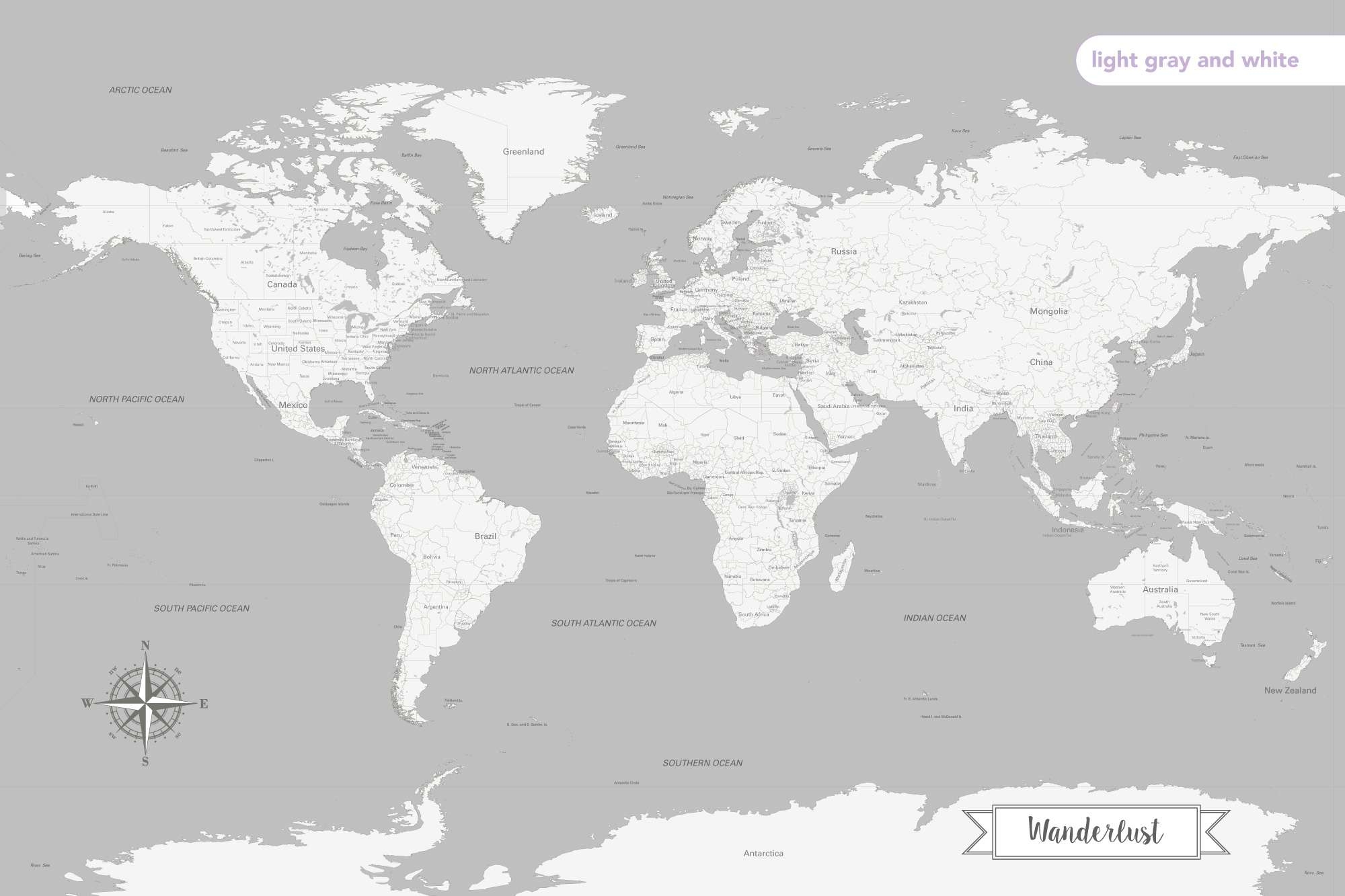 gray world map
