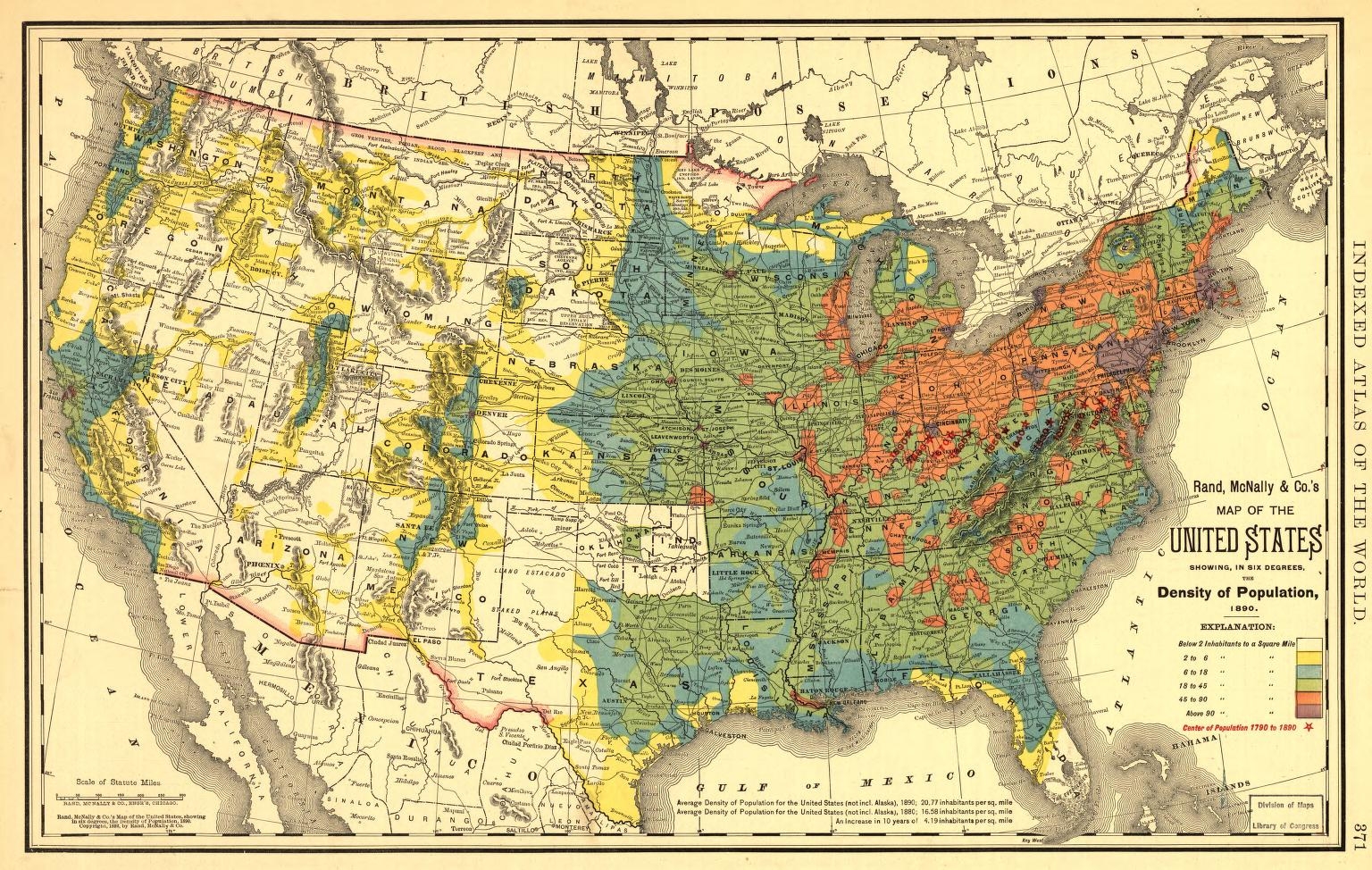 Rand McNally Co s Map Of The United States Showing In Six Degrees The Density Of Population 1890 Library Of Congress