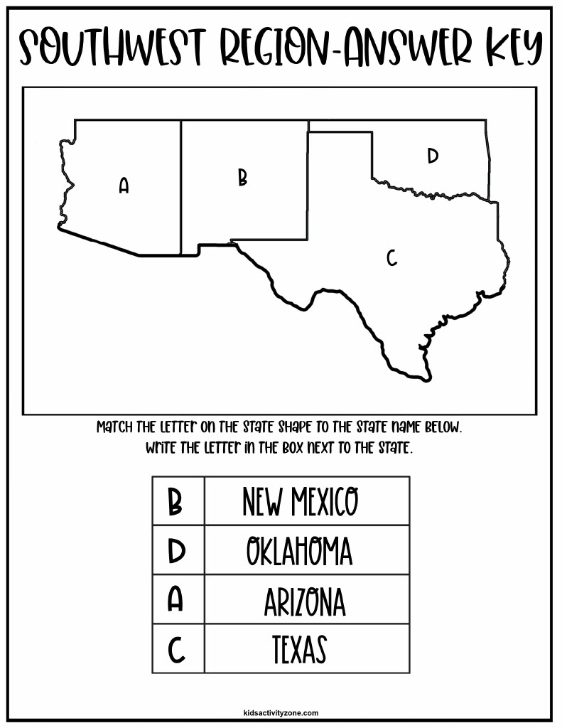 Regions Of The United States Worksheets Kids Activity Zone