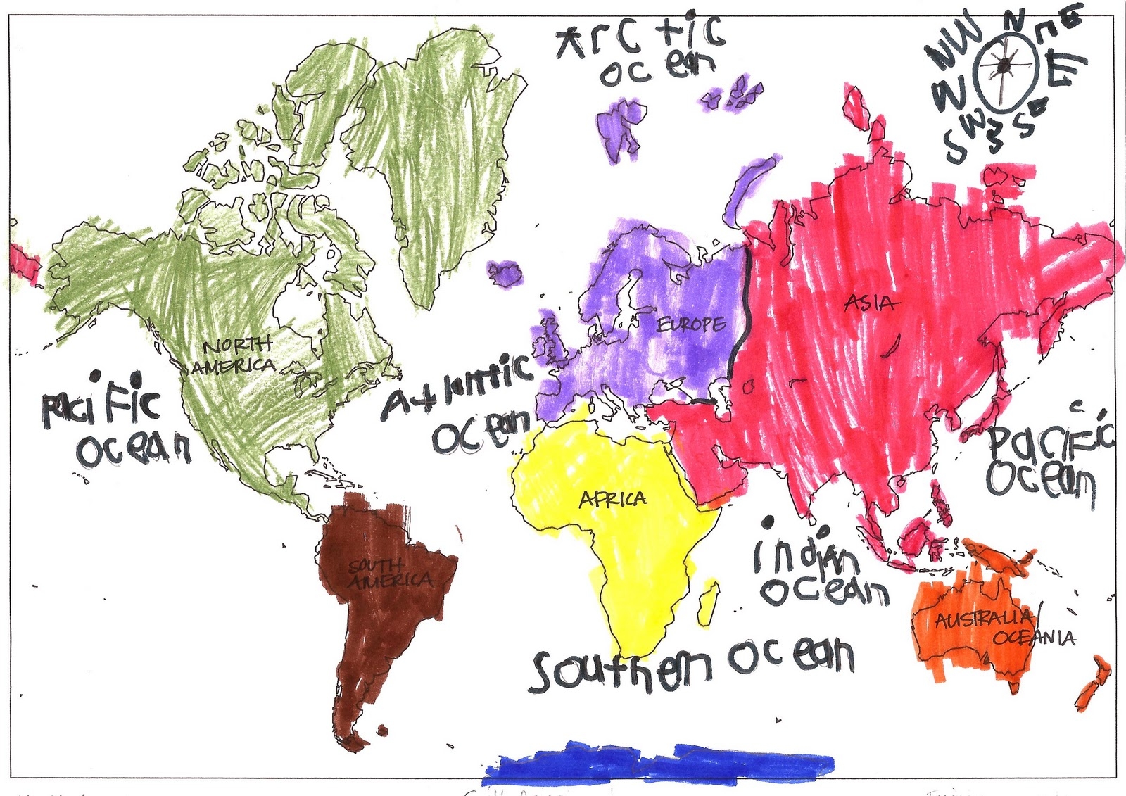 colour coded continent map