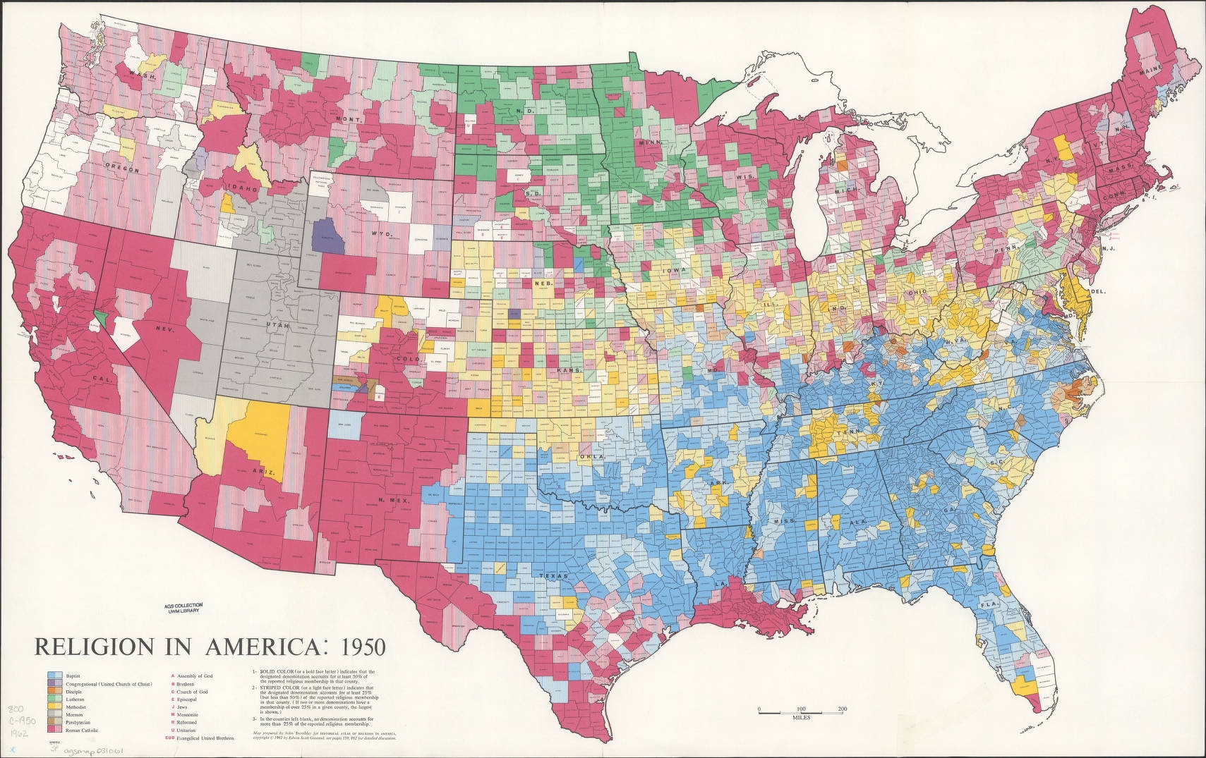 Religion In America 1950 American Geographical Society Library Digital Map Collection UWM Libraries Digital Collections