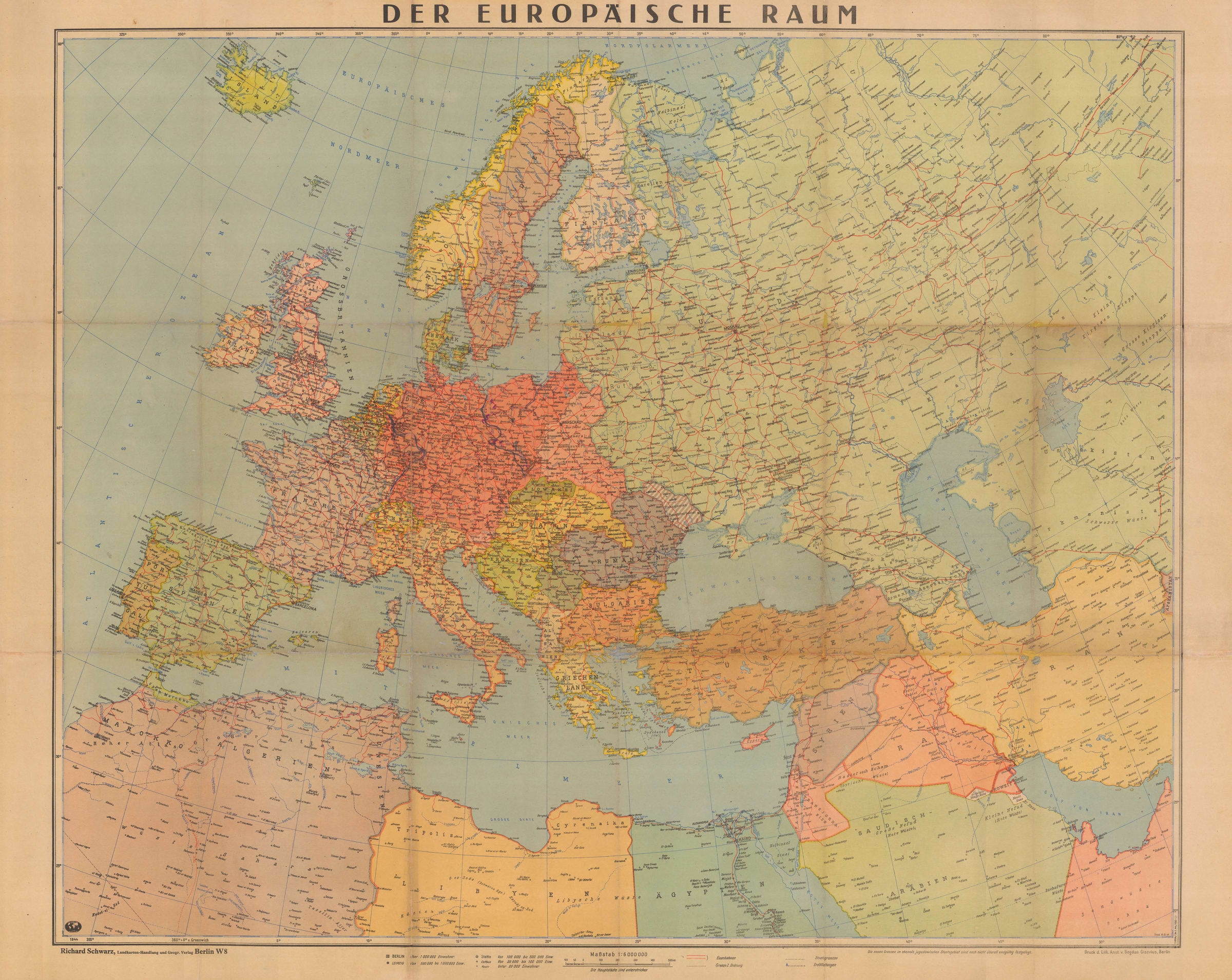 Richard Schwarz World War II German Map Of Europe 1944 The Map House