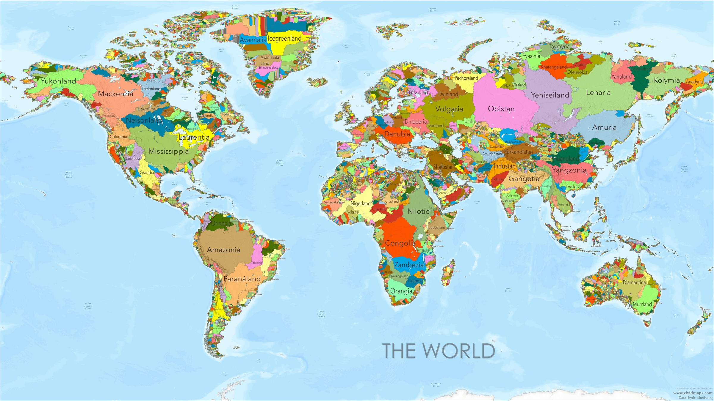 River Basins As Countries A New World Map Vivid Maps River Basins As Countries A New World Map Vivid Maps