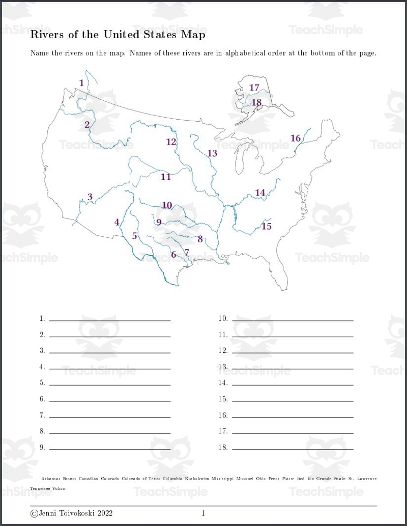 Rivers Of United States Map By Teach Simple