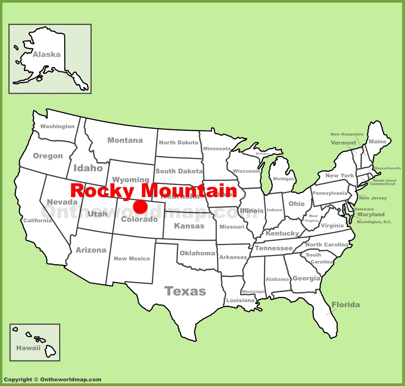 Rocky Mountain National Park Location On The U S Map Ontheworldmap