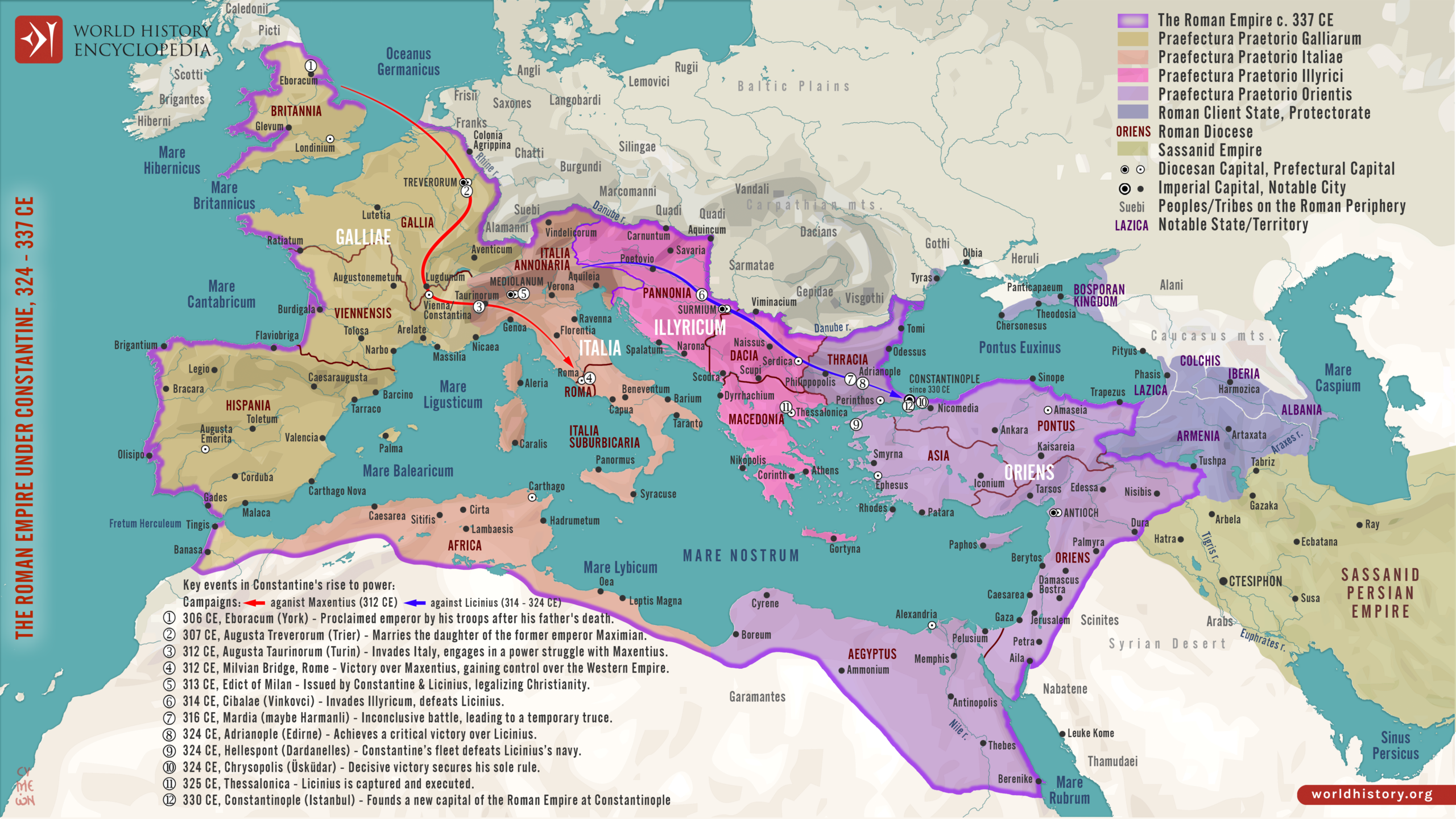 Roman Empire Under Constantine 324 337 CE World History Encyclopedia