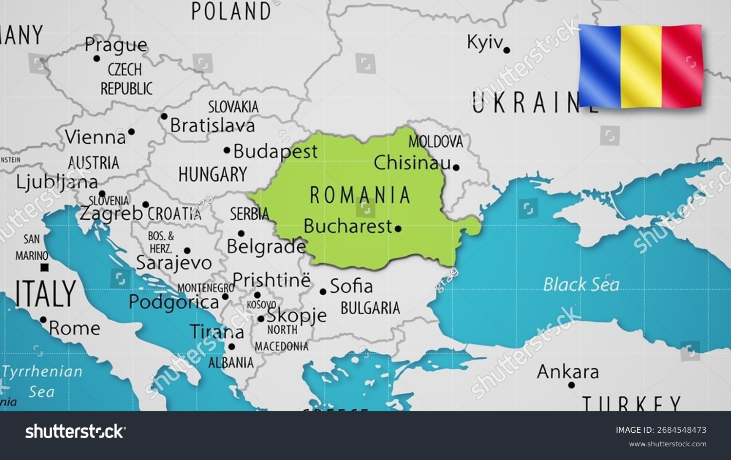 Romania On World Map Countrys National Stock Illustration 2684548473 Shutterstock