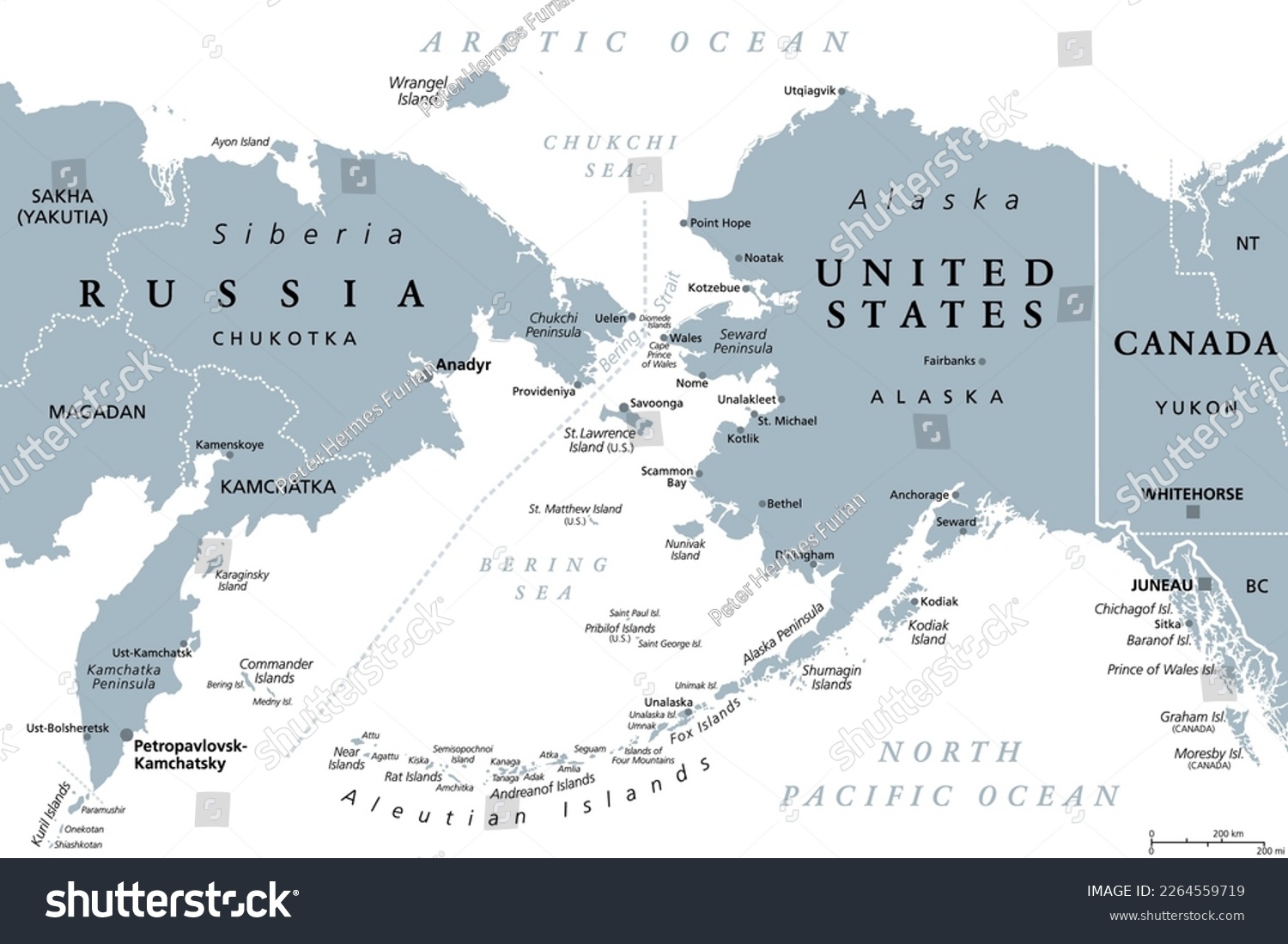 Russia United States Maritime Boundary Gray Stock Vector Royalty Free 2264559719 Shutterstock
