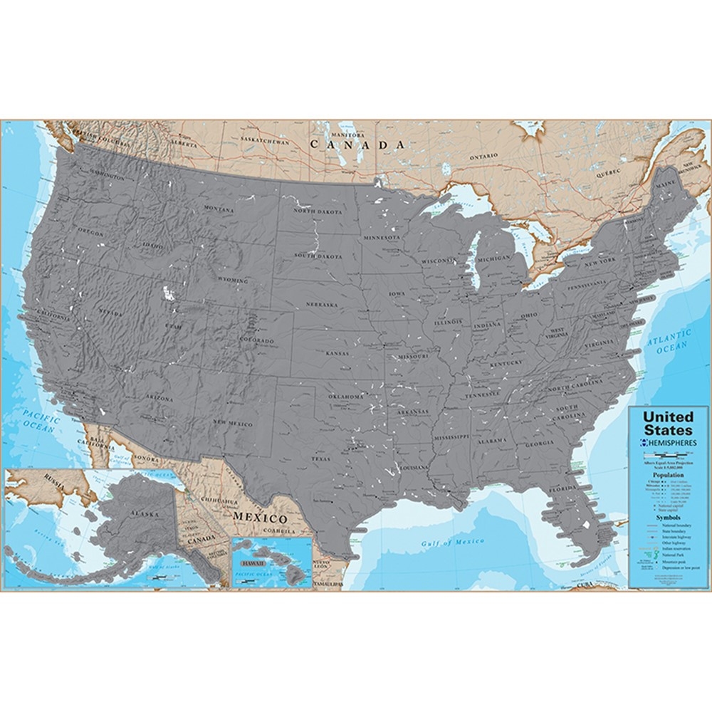 Scratch Off USA 24 X 36 Laminated Wall Map RWPSCR02 Waypoint Geographic Maps Map Skills
