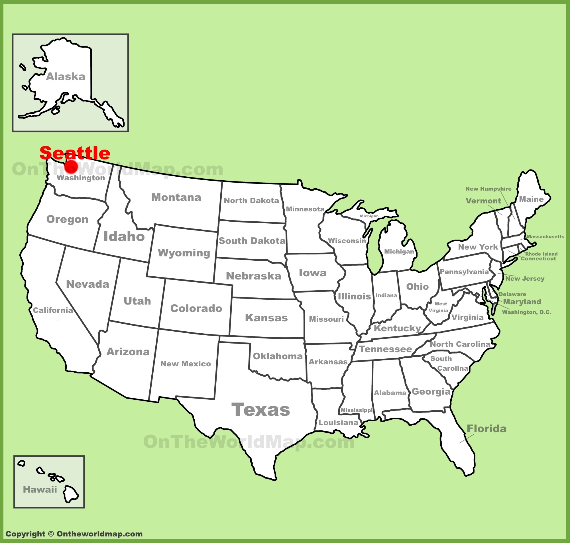 Seattle Location On The U S Map Ontheworldmap Seattle Location On The U S Map Ontheworldmap