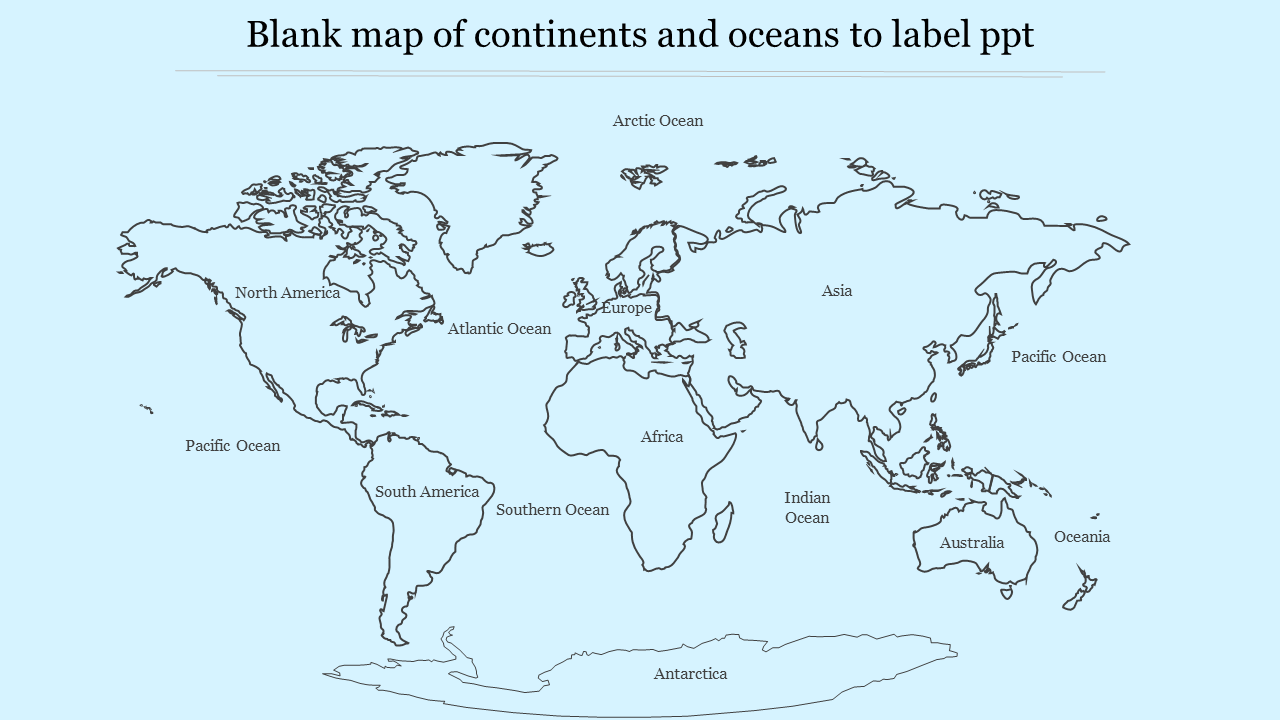 map with continents and oceans blank
