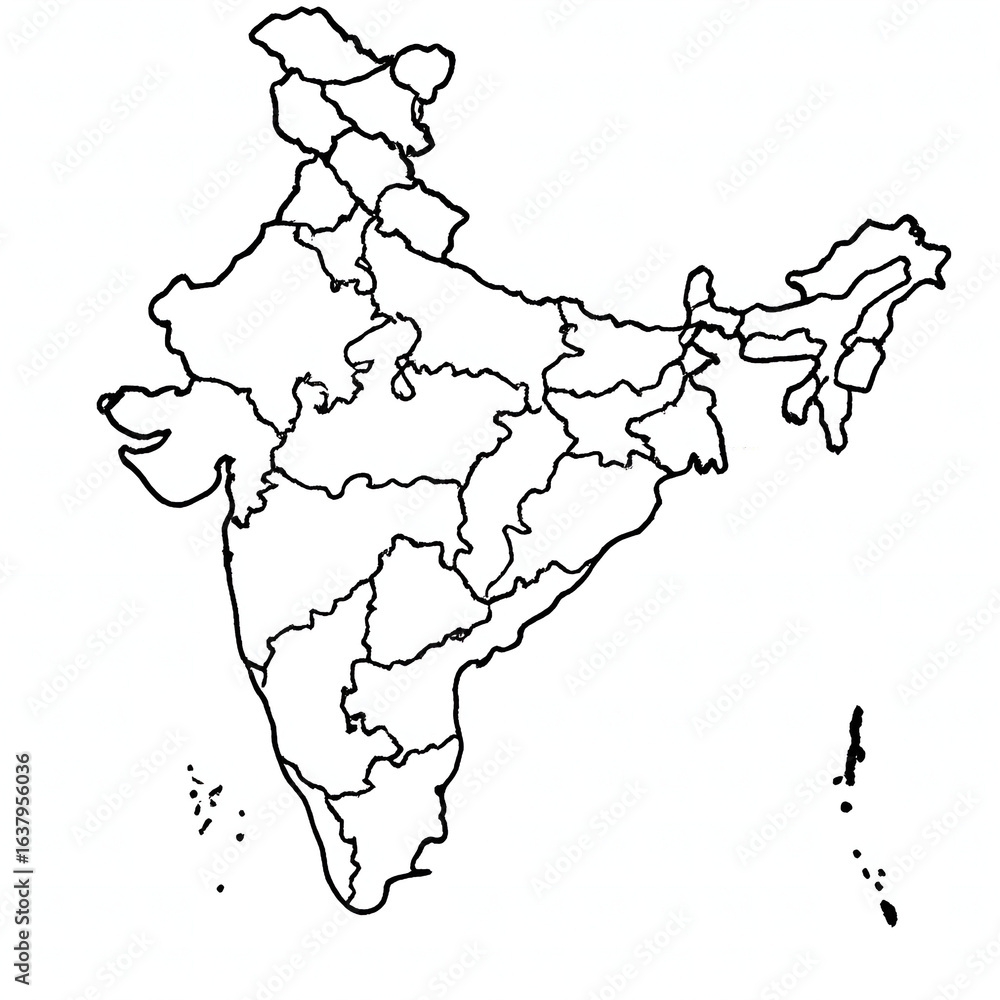 Simple Outline India Map With States And Territories Geography Illustration Stock Illustration Adobe Stock Simple Outline India Map With States And Territories Geography Illustration Stock Illustration Adobe Stock