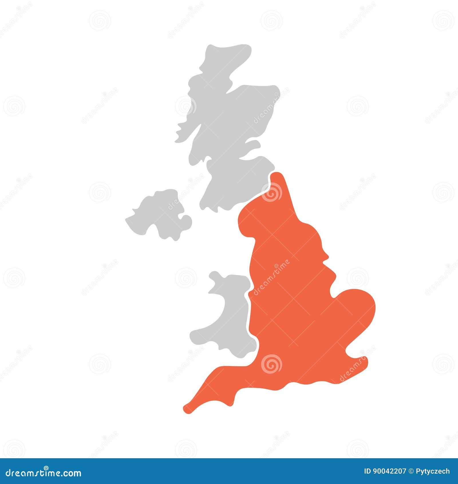 Simplified Hand drawn Blank Map Of United Kingdom Of Great Britain And Northern Ireland UK Divided To Four Countries Stock Vector Illustration Of European Scotland 90042207