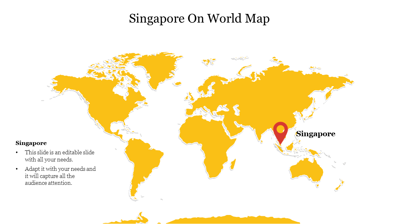 Singapore On World Map PPT Template And Google Slides
