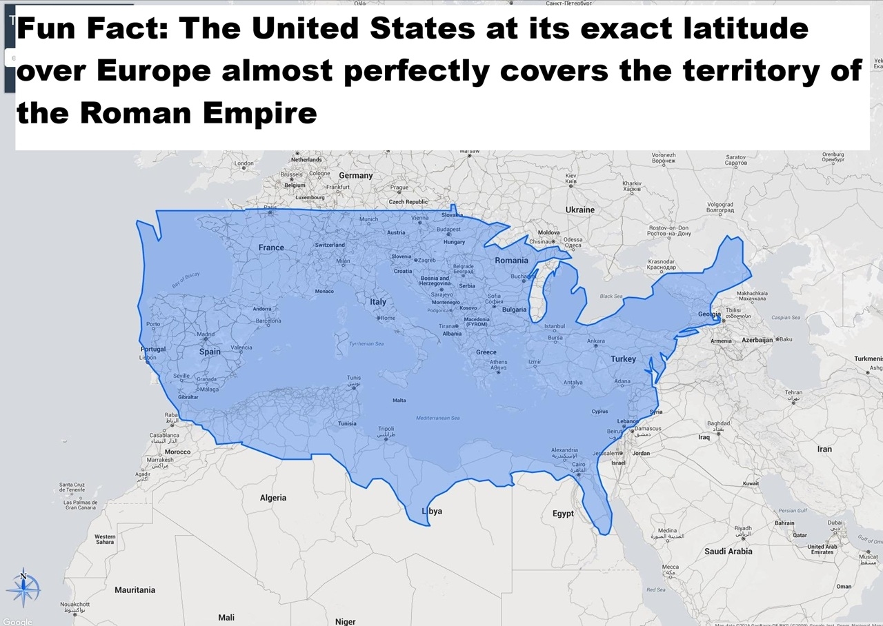 Size Of The Roman Empire At Its Height Vs The United States