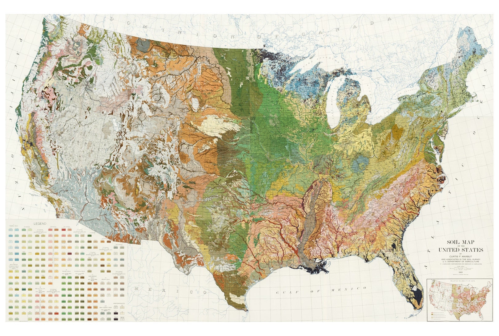 Soil Map Of The United States 1931 Geological Giclee Print Etsy