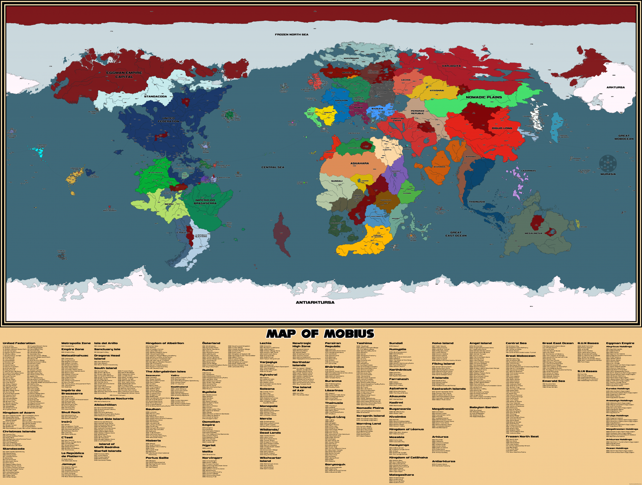 Sonic AU Map Of Mobius By SnowyOwlKonnen Fur Affinity dot Net