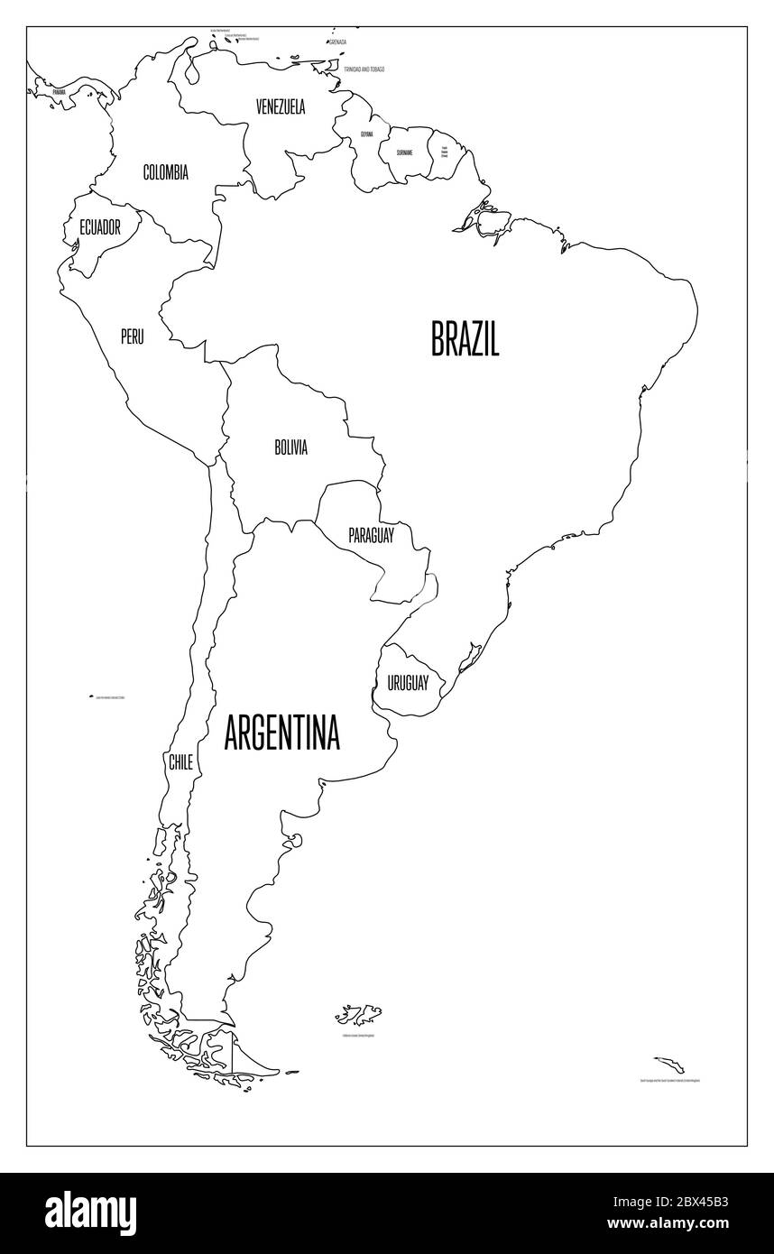 South America Political Map Black And White Stock Photos Images Alamy