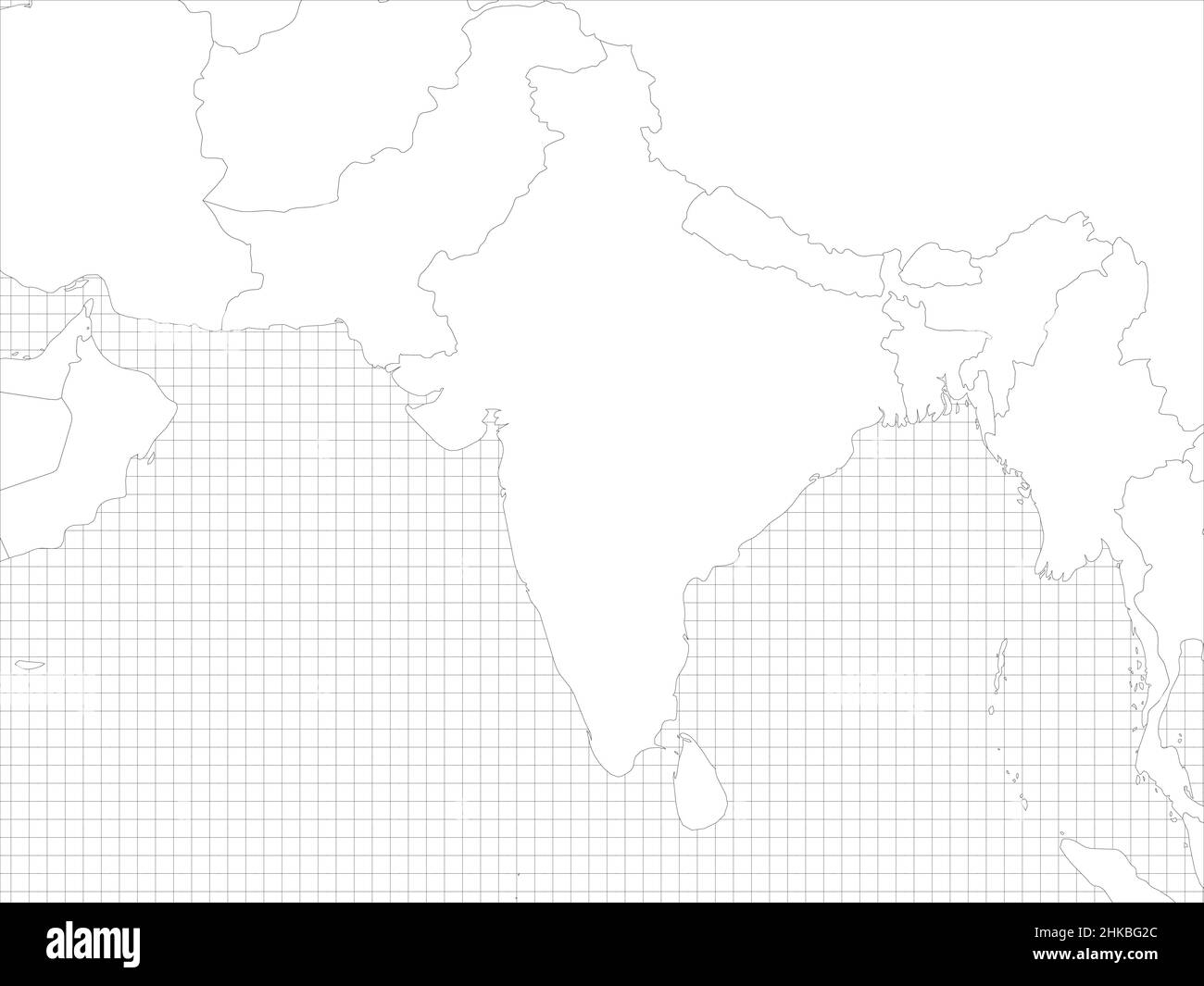 South Asia Simple Outline Blank Map Stock Vector Image Art Alamy