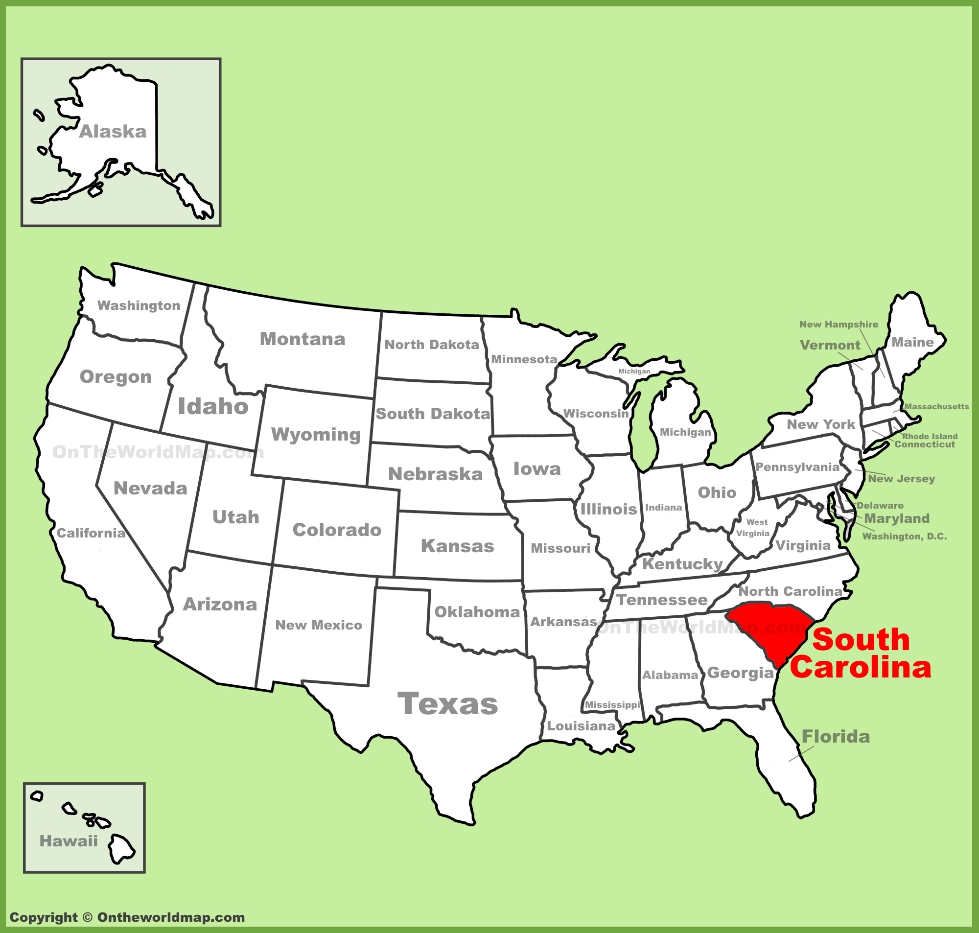 South Carolina Location On The U S Map Ontheworldmap