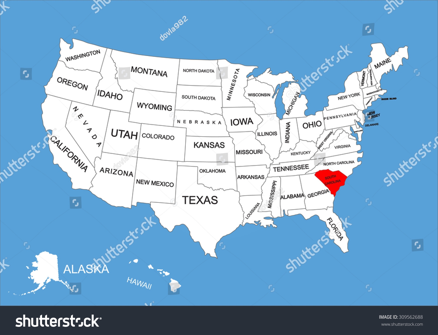 South Carolina State Usa Vector Map Stock Vector Royalty Free 309562688 Shutterstock