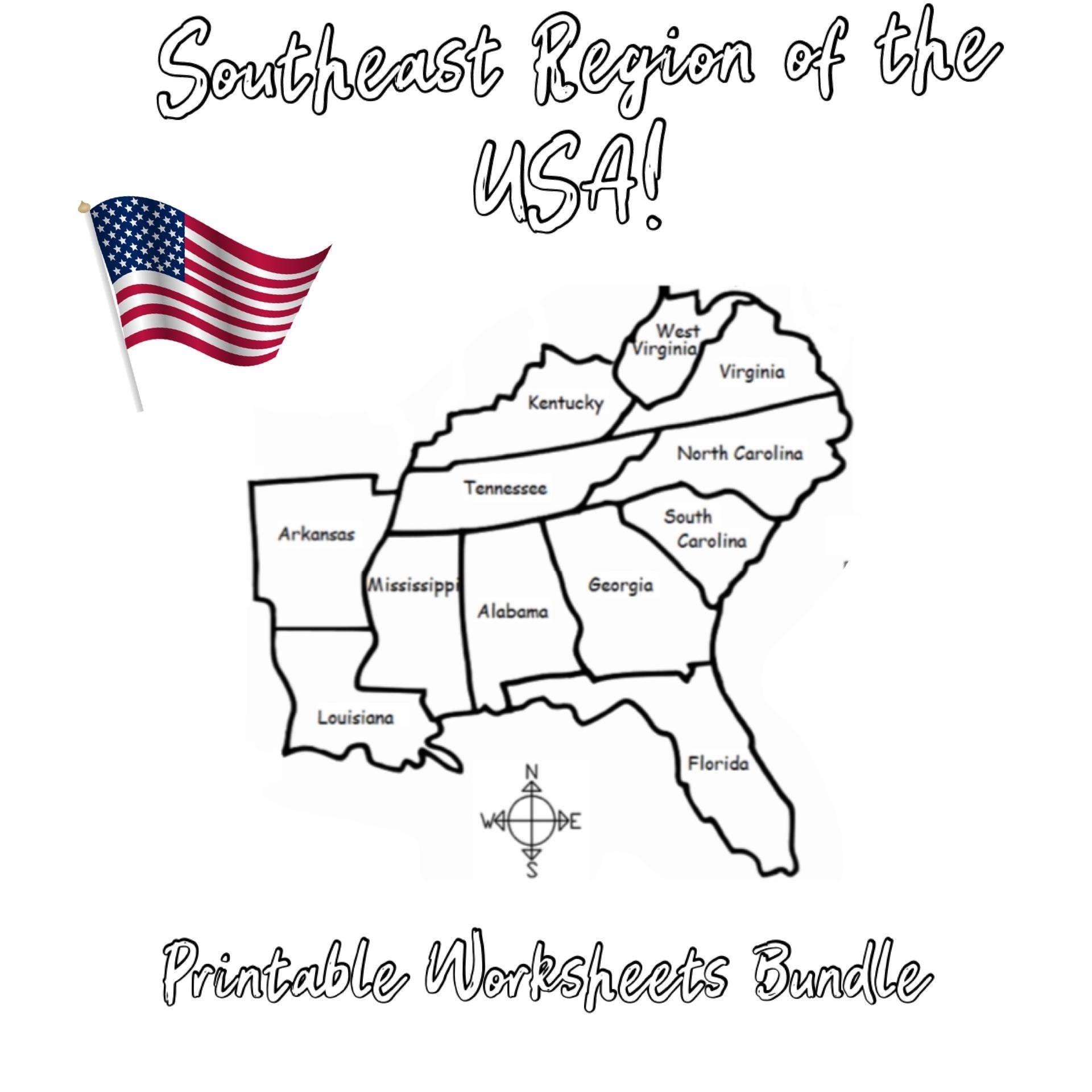 blank southeast us map