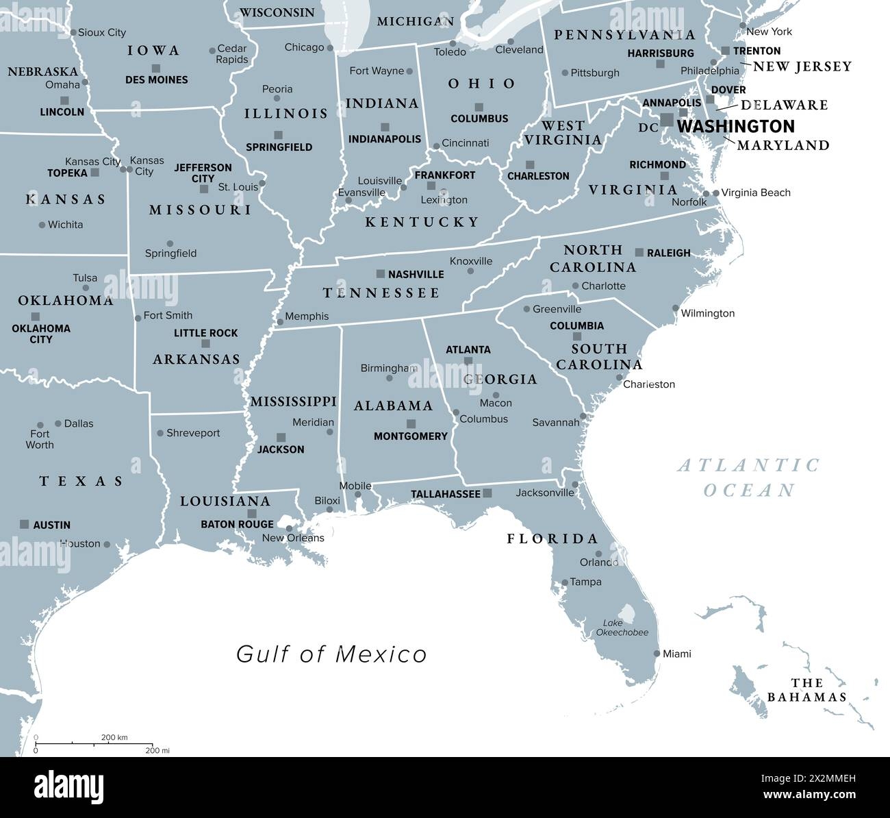 map of the united states south
