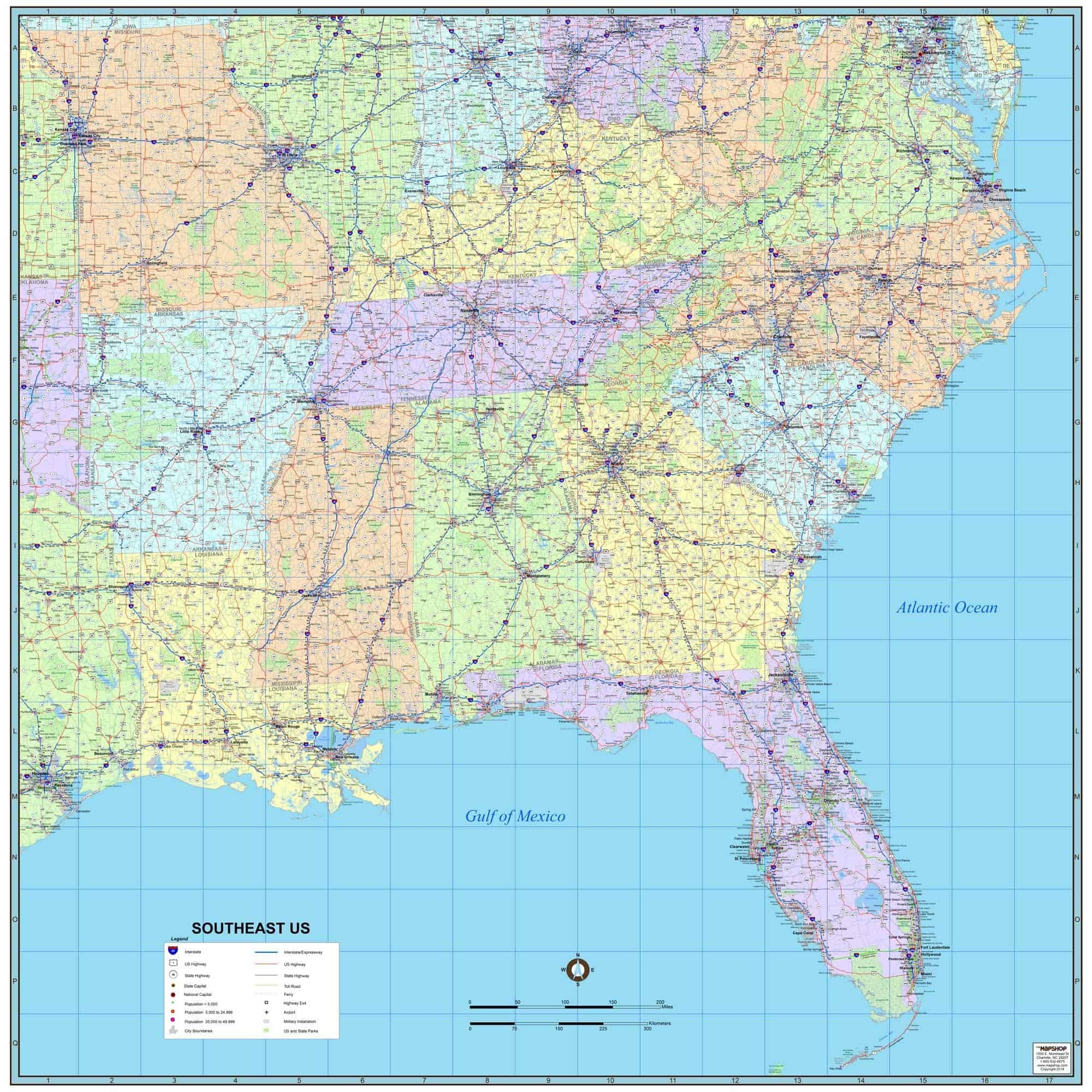 map of southeast united states