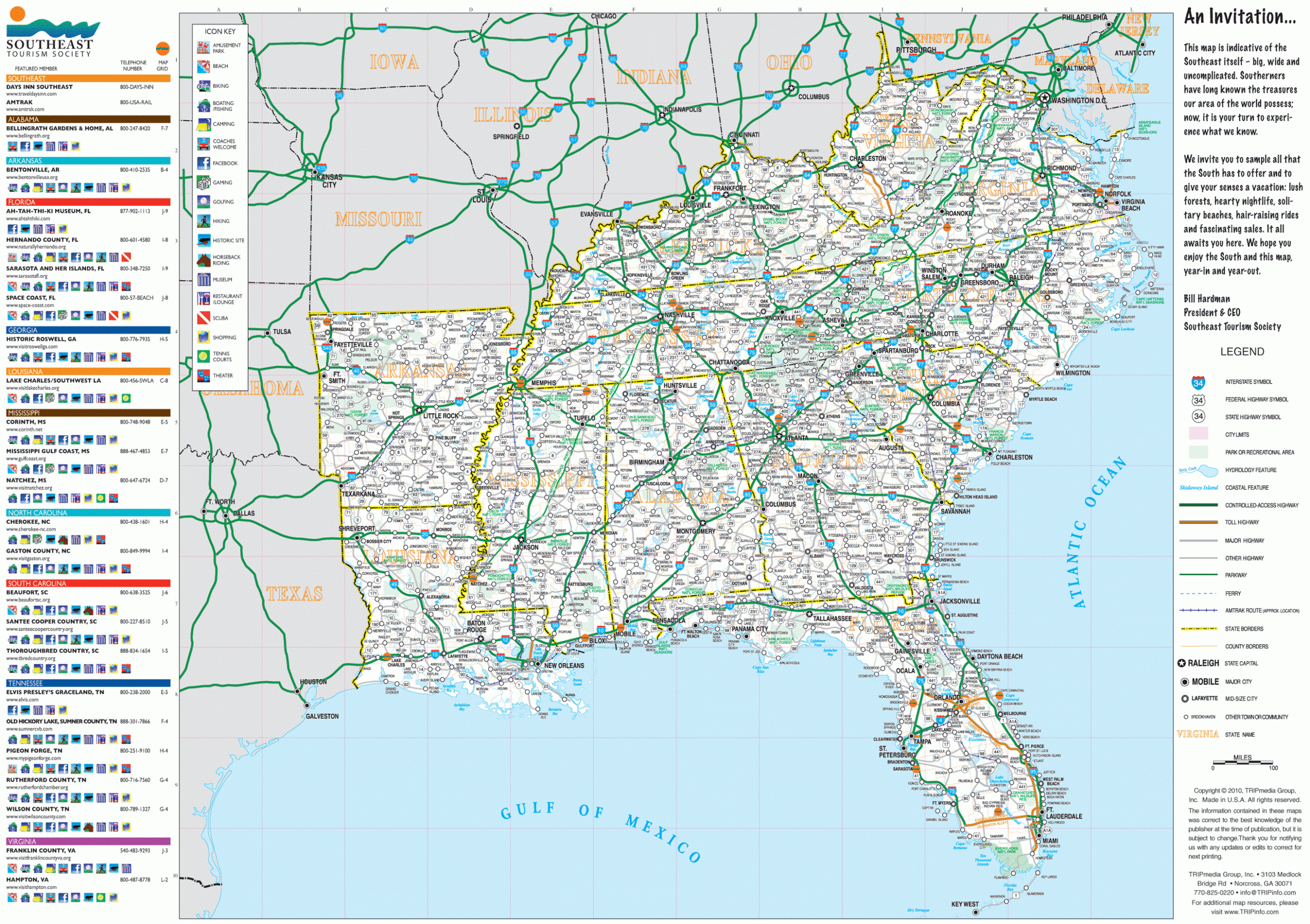 Southeast USA Road Map Southeast USA Road Map