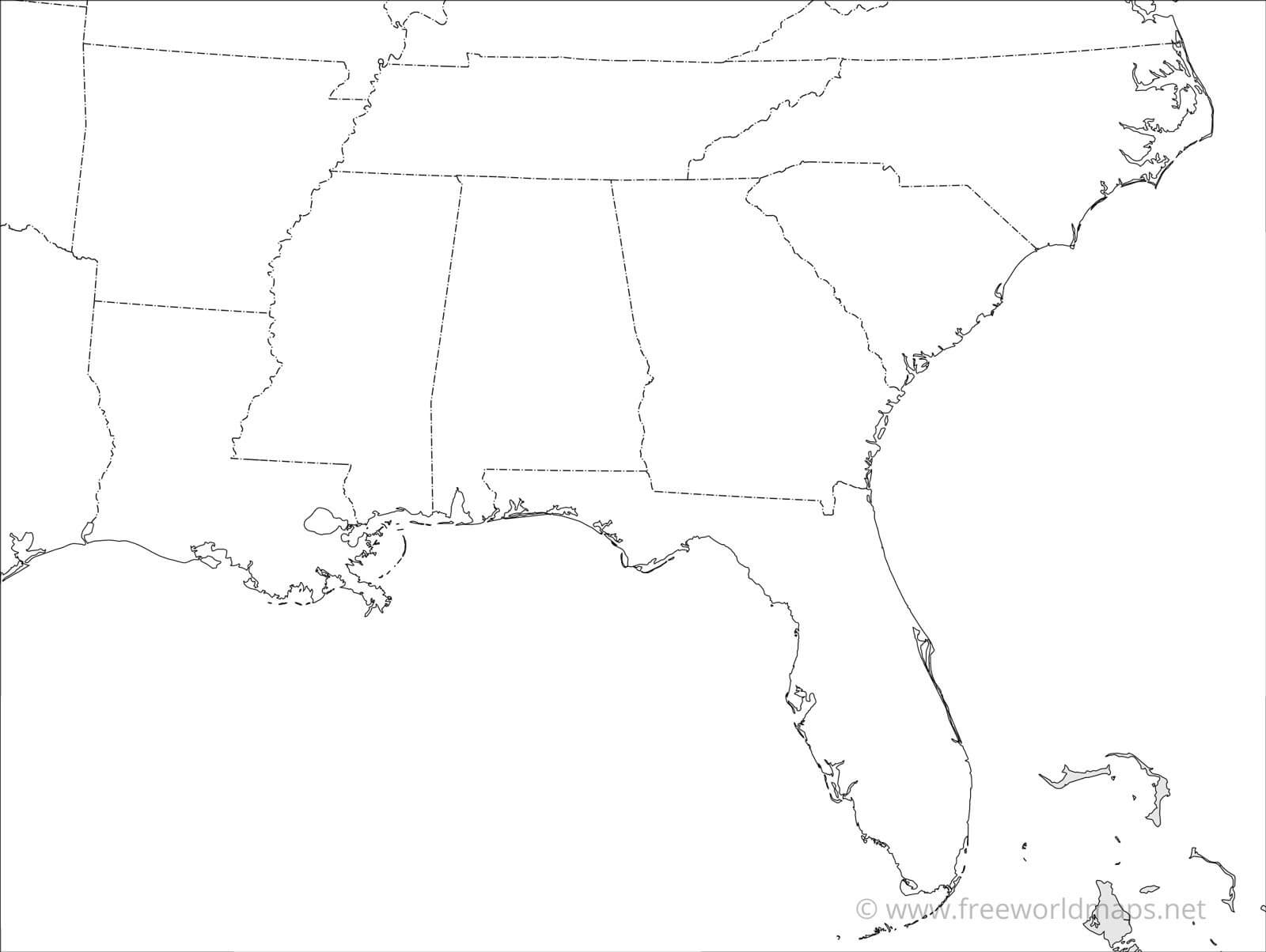 blank map of the southeast