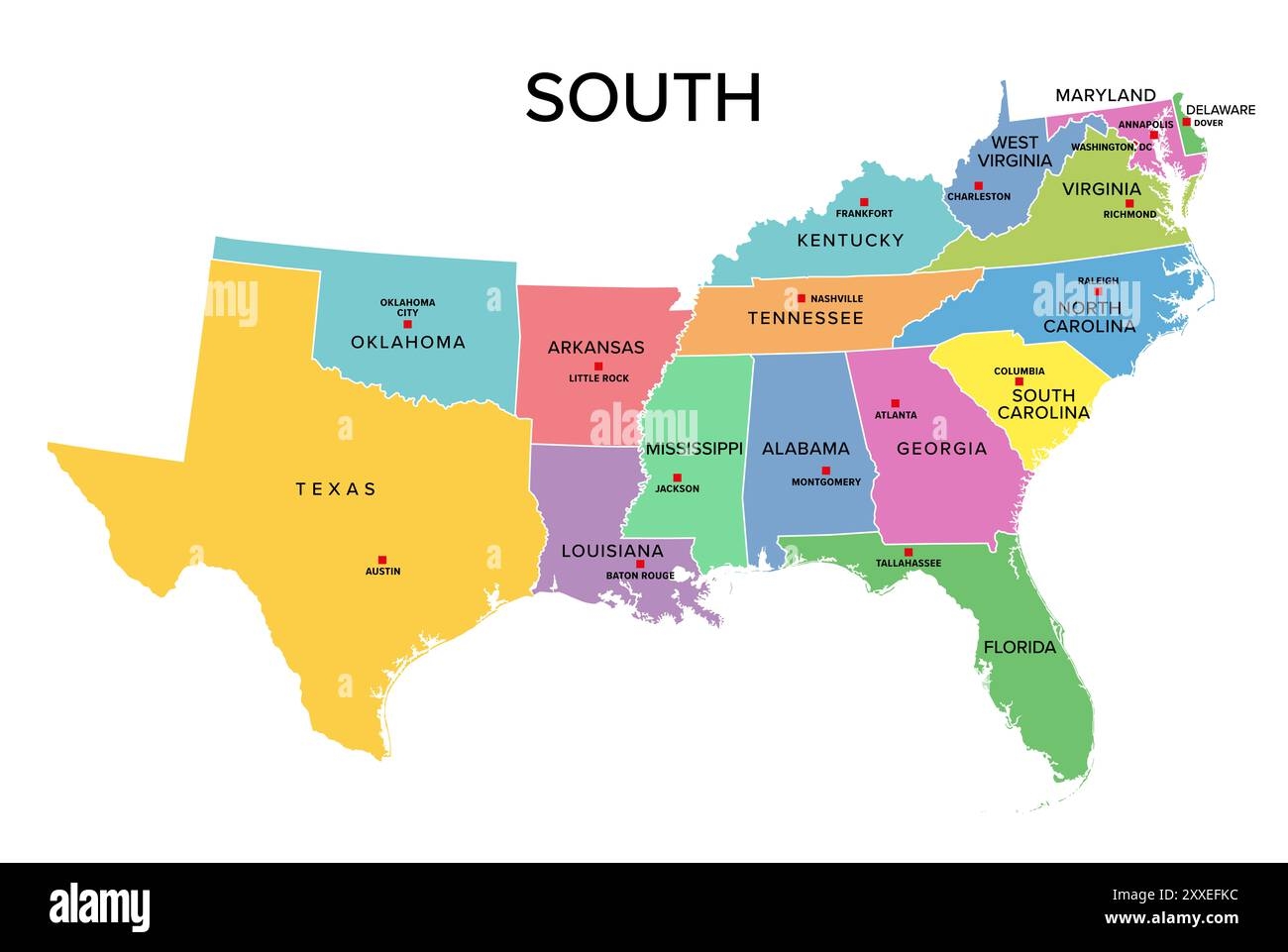 Southern States Map Usa Hi res Stock Photography And Images Alamy