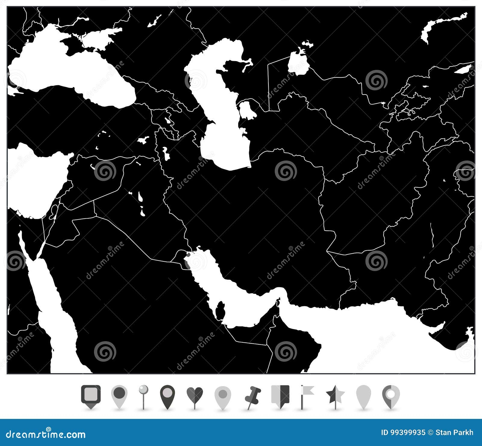 southwest asia blank map