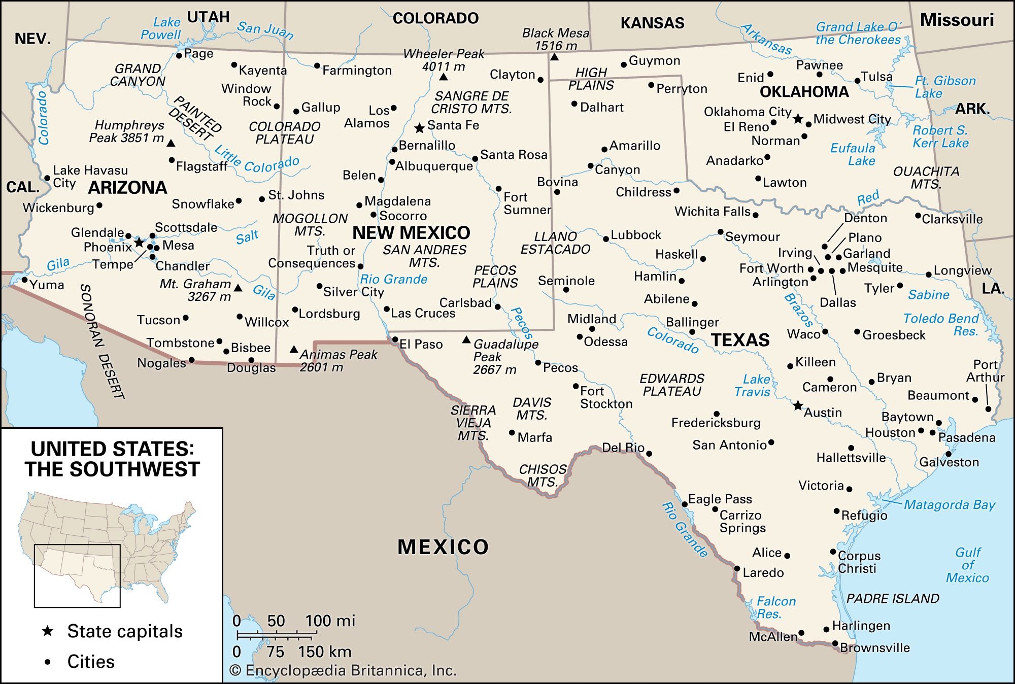 Southwest History Population Demographics Map Britannica