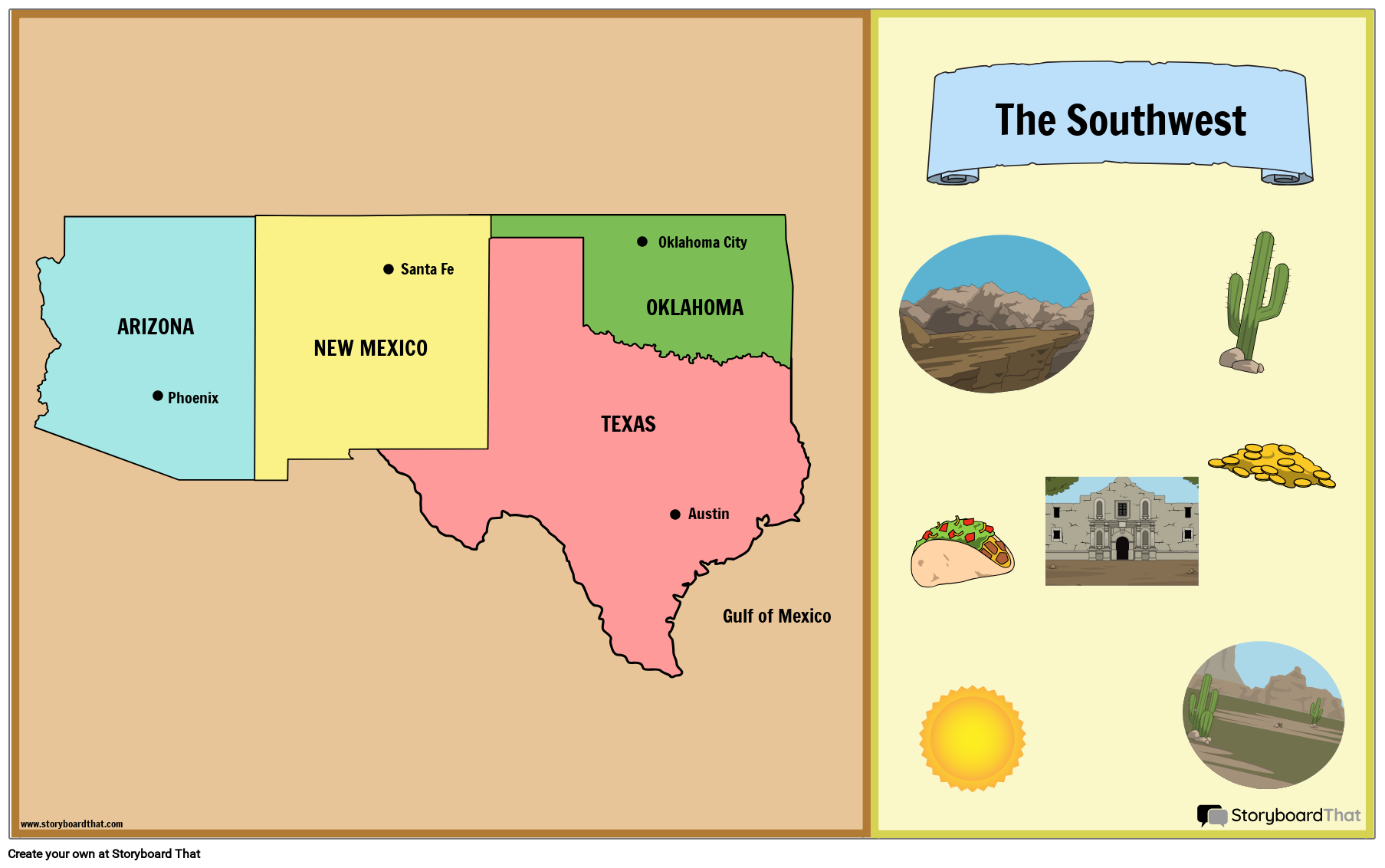 southwest region united states map